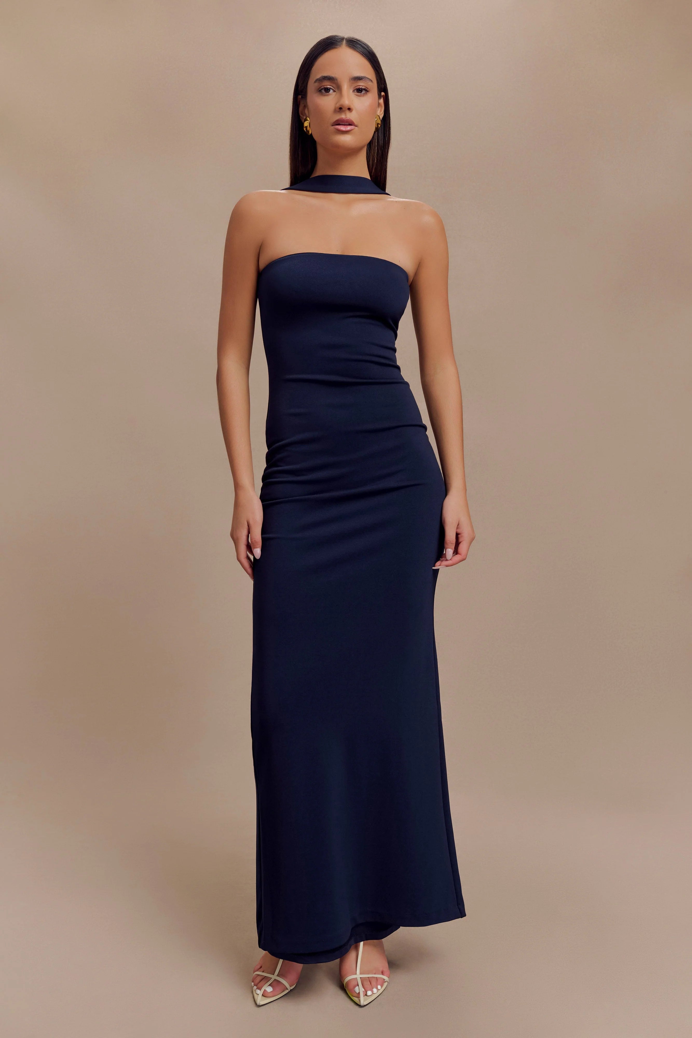 Velma Halter Collar Maxi Dress - Dark Navy