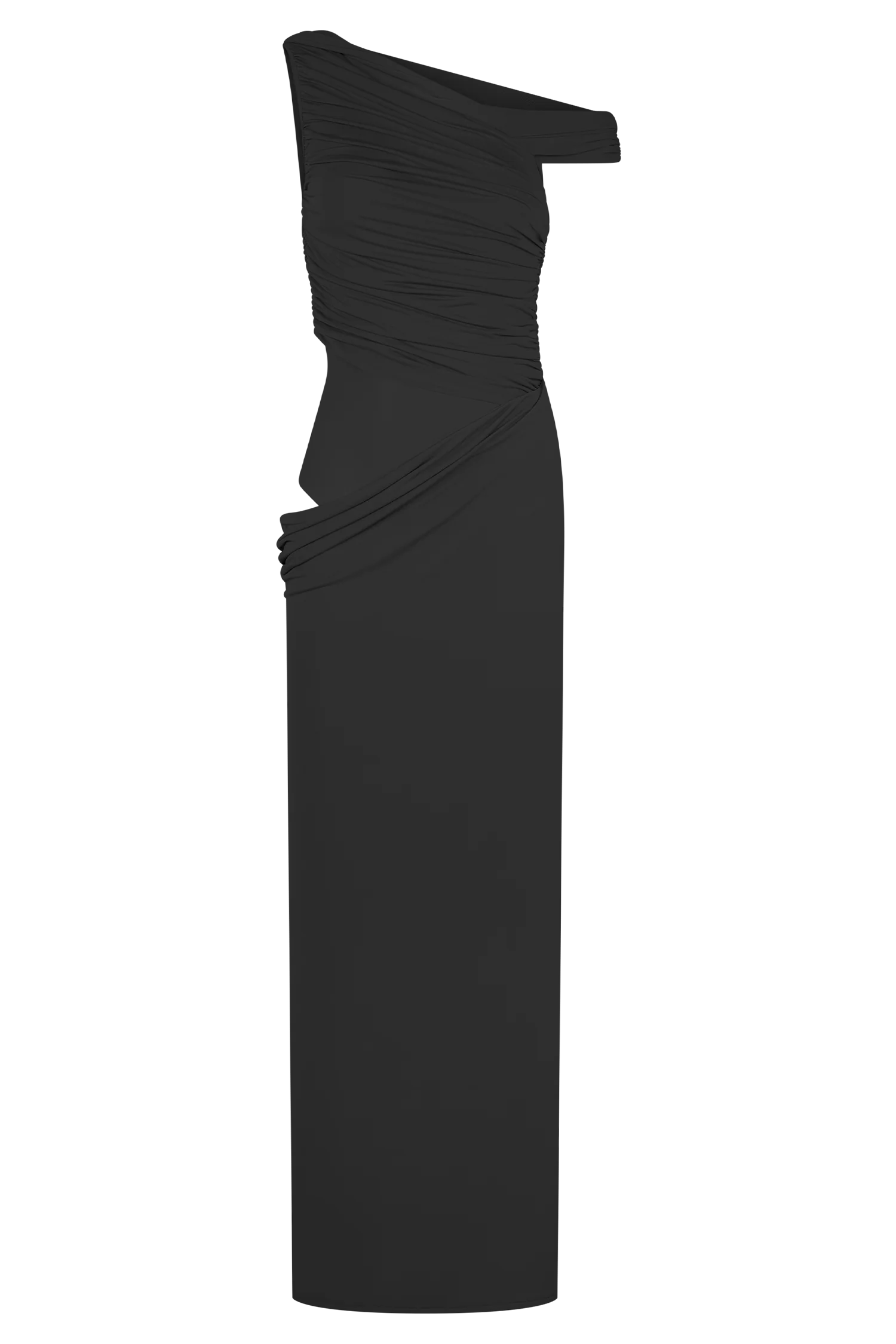 Callen One Shoulder Slinky Maxi Dress - Black