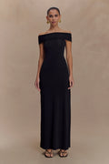 Aurora Slinky And Mesh Split Maxi Dress - Black