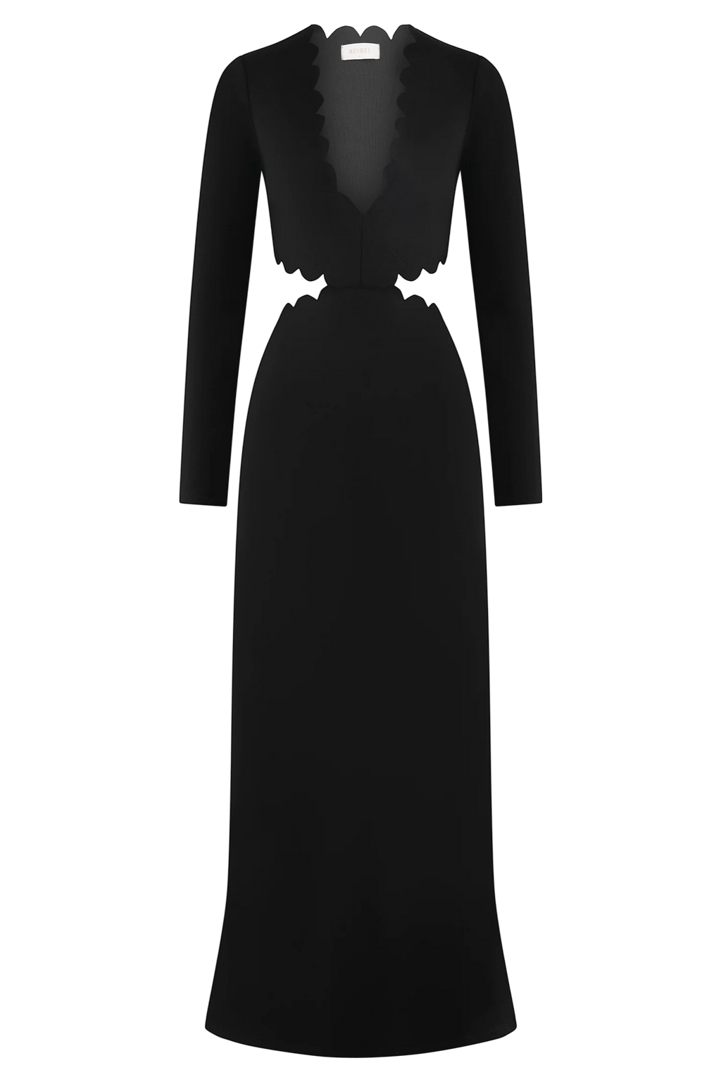 Cynthia Scalloped Halter Maxi Dress - Black