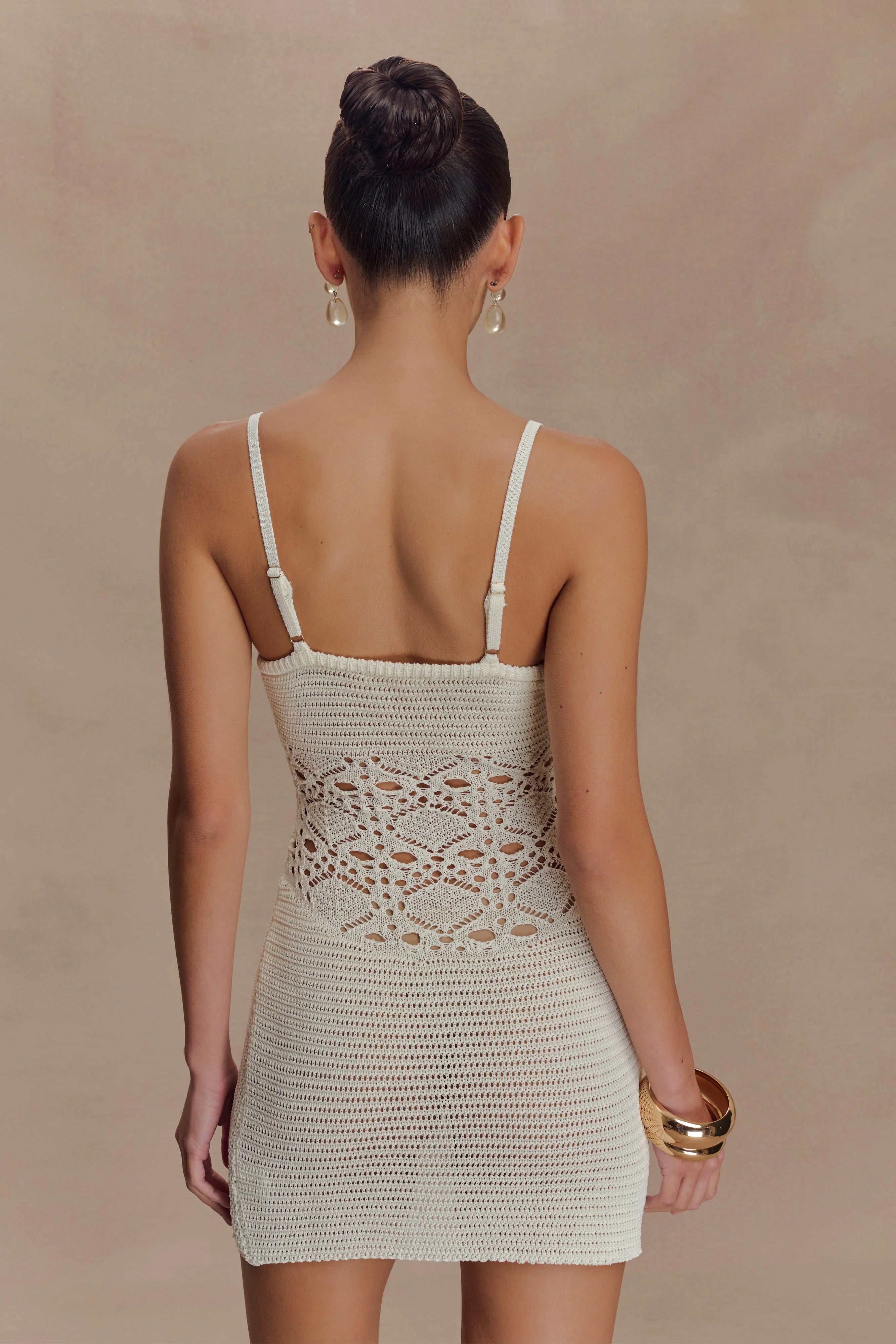 Everette Crochet Knit Mini Dress - Ivory