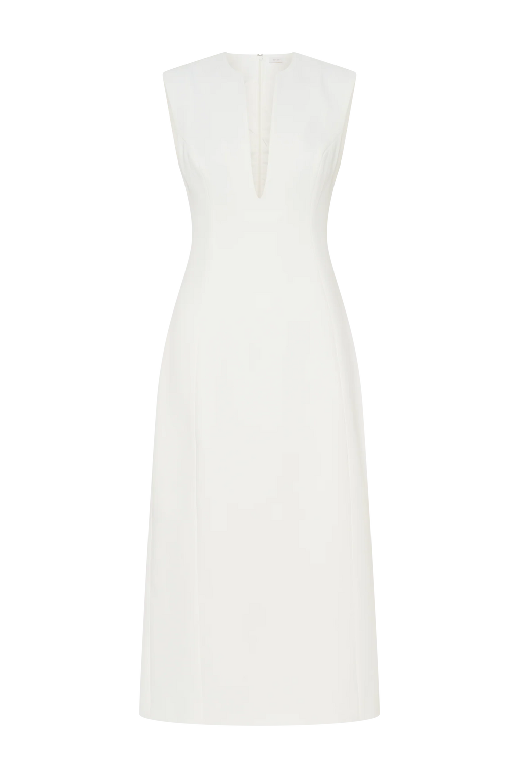 Audrine Suiting Sleeveless Midi Dress - Ivory