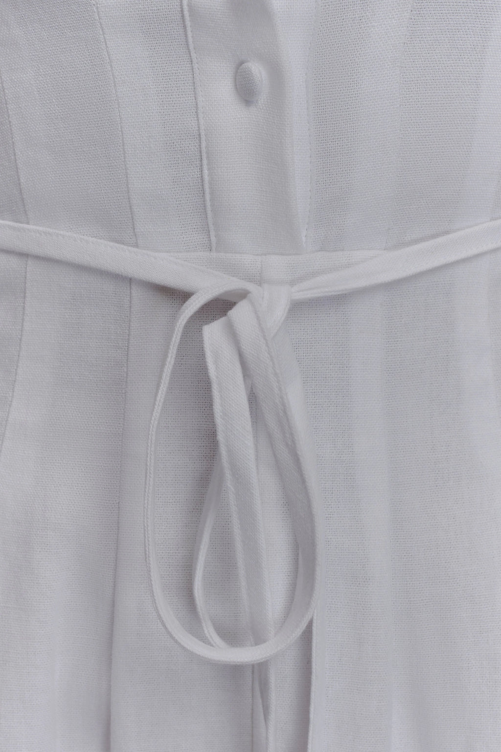Aysha Buttoned Linen Midi Dress - White