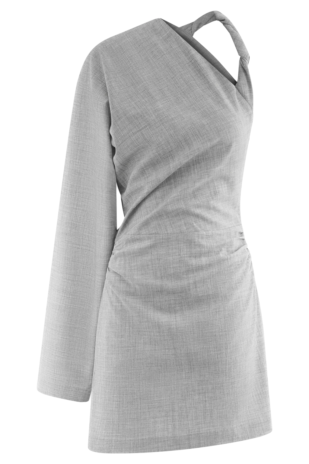 Dorian Twist Shoulder Mini Dress - Charcoal Marle