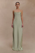 Isadora Lace & Satin Maxi Dress - Sage