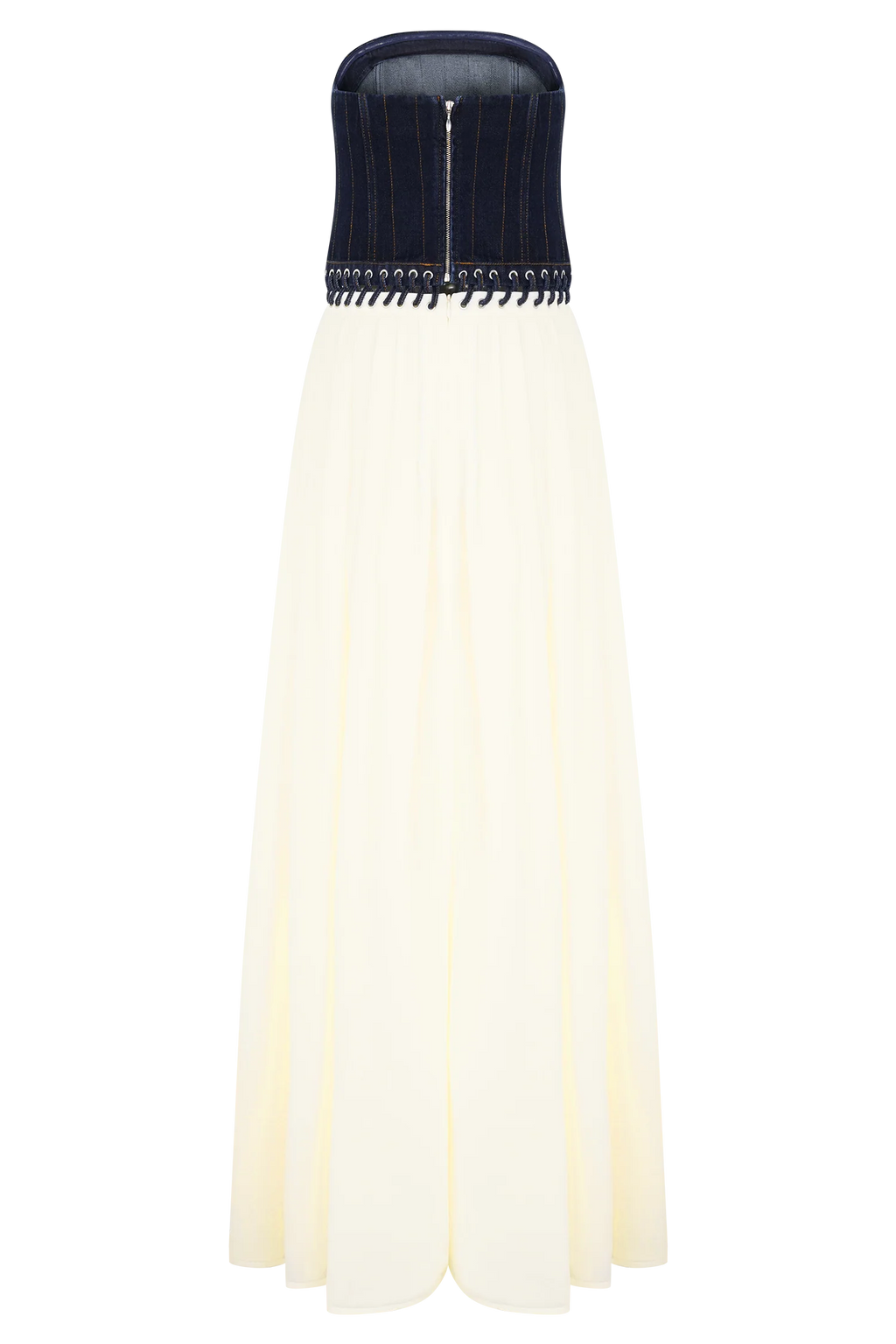 Suella Chiffon Denim Maxi Dress - Indigo Blue