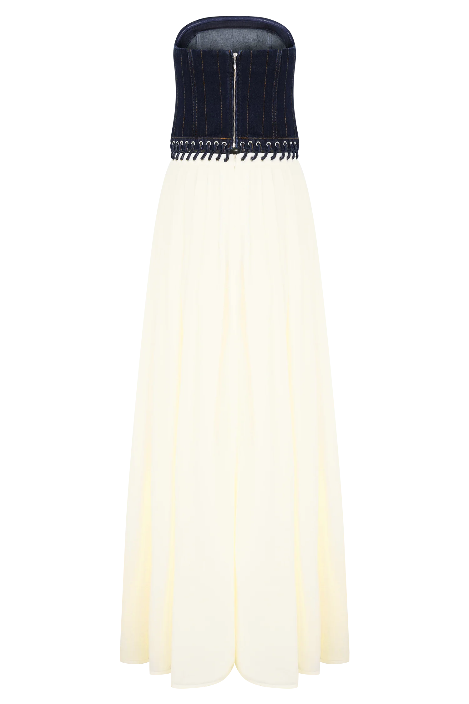 Suella Chiffon Denim Maxi Dress - Indigo Blue