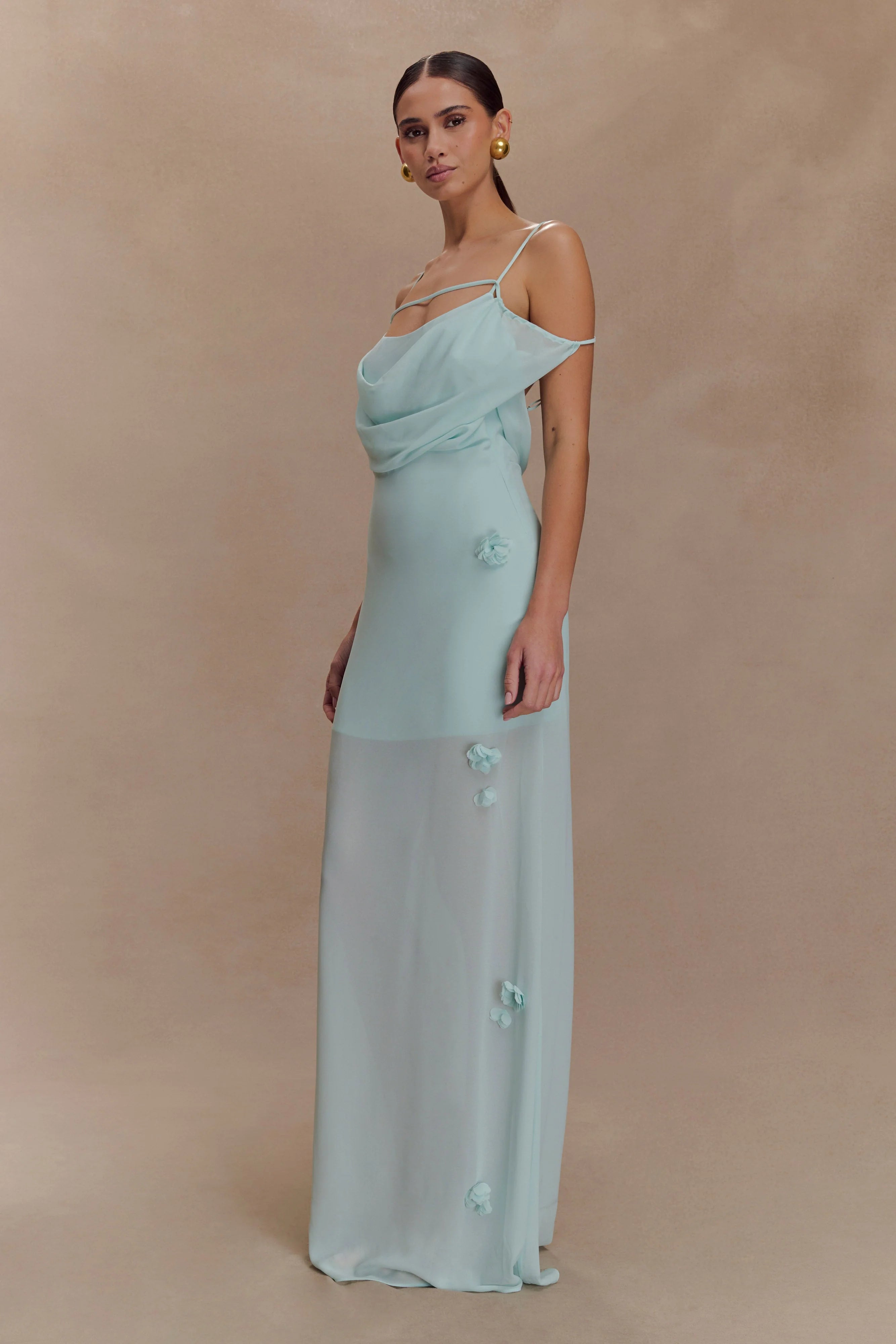 Rosalie Floral Chiffon Maxi Dress - Lagoon