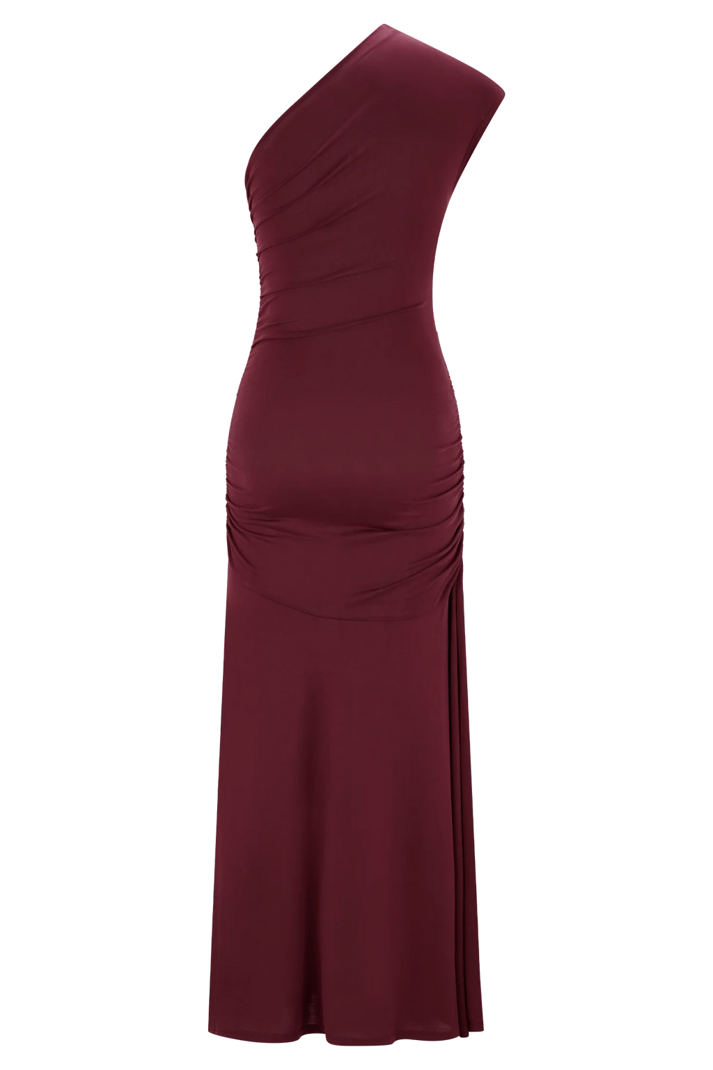 Chloe Peached Jersey One Shoulder Midi Dress - Mahogany
