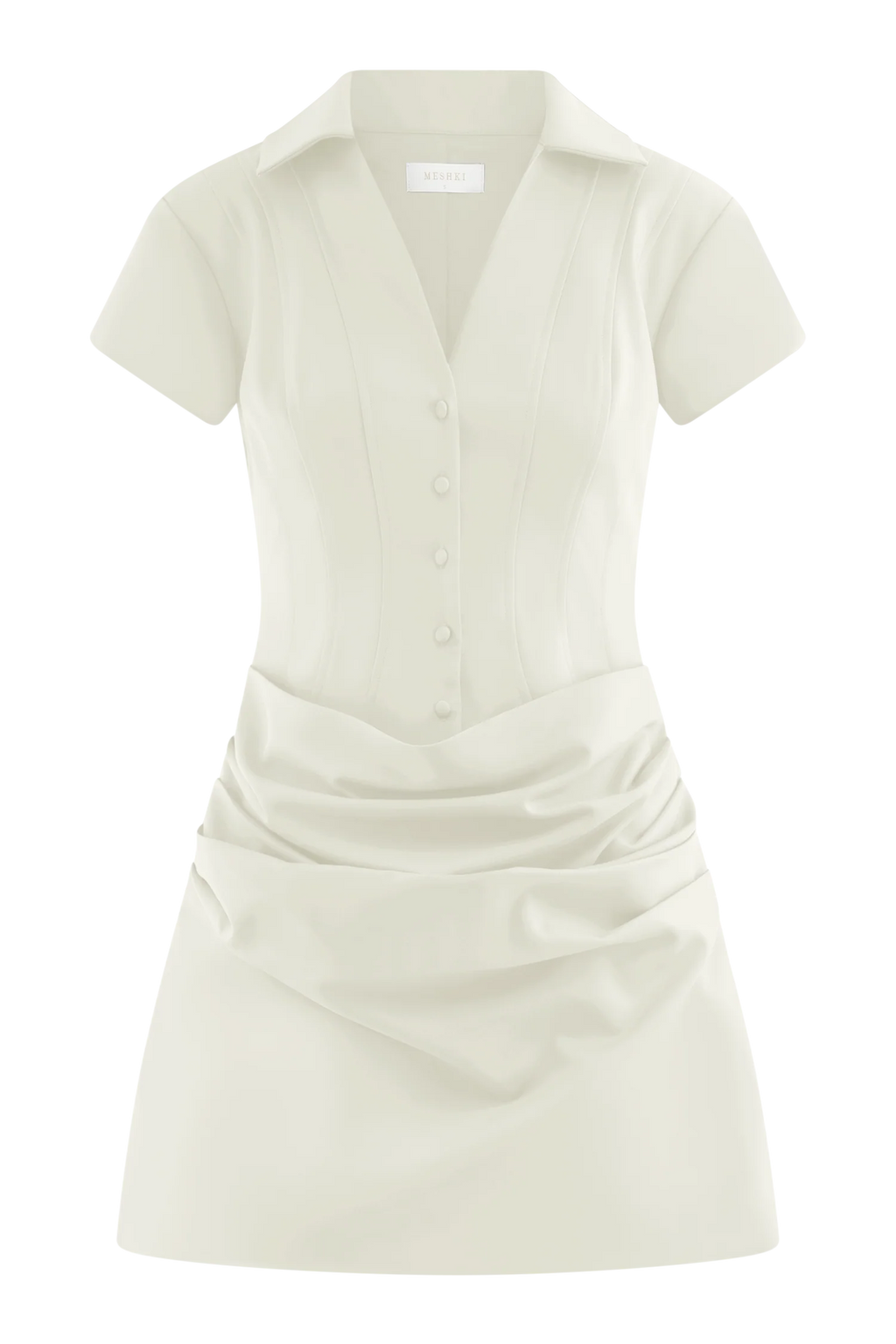Tarryn Collared Cotton Mini Dress - White