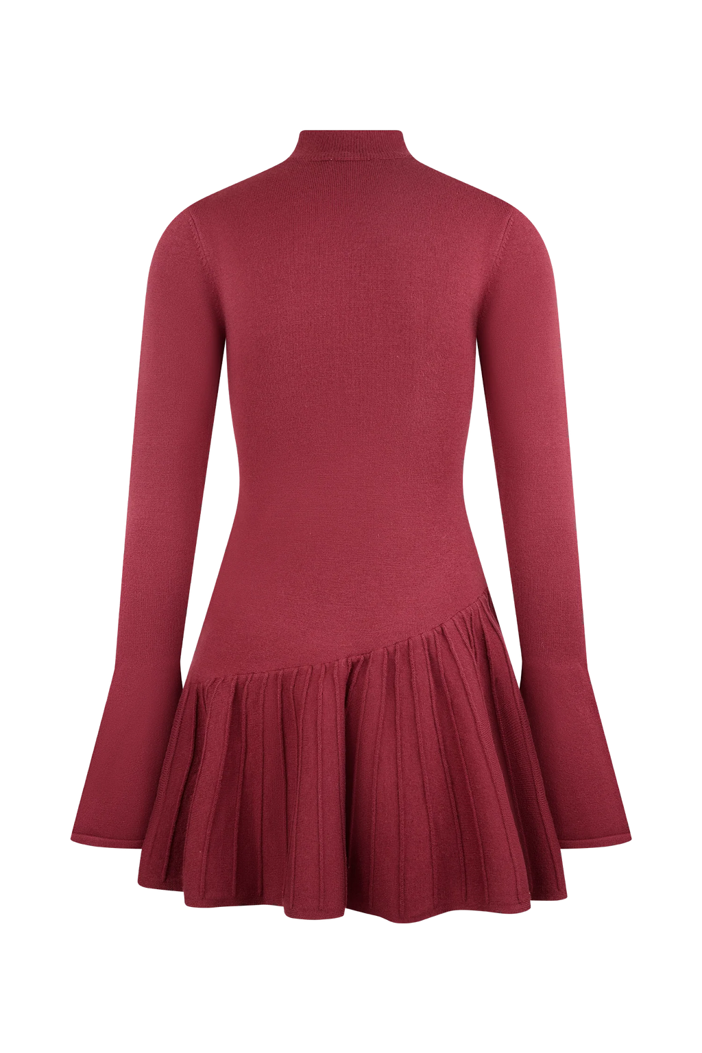 Blair Knit Mini Dress With Pleats - Merlot