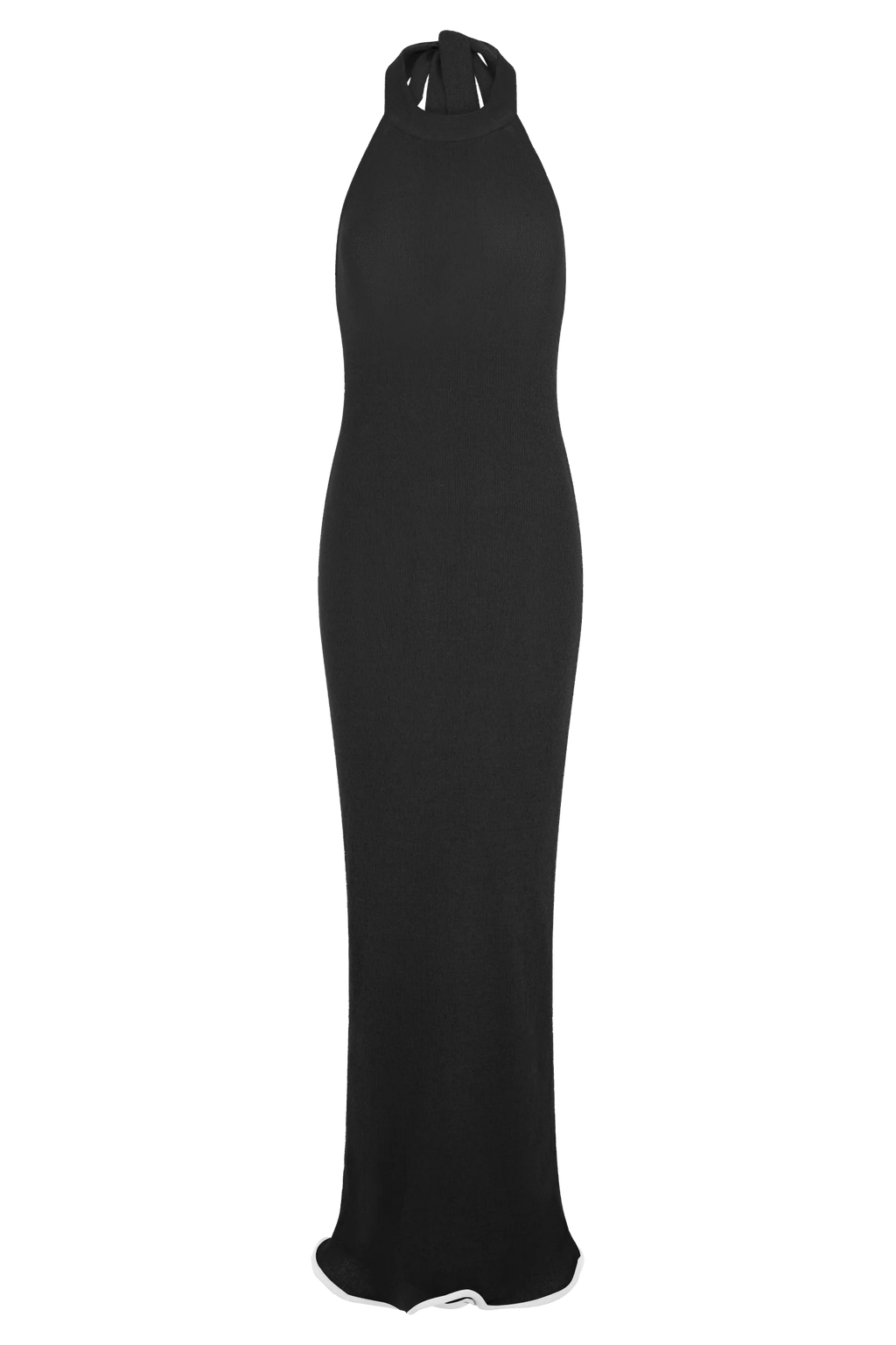 Melodie Halter Knit Maxi Dress - Black/White