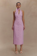 Simona Halter Neck Midi Dress - Blush Pink