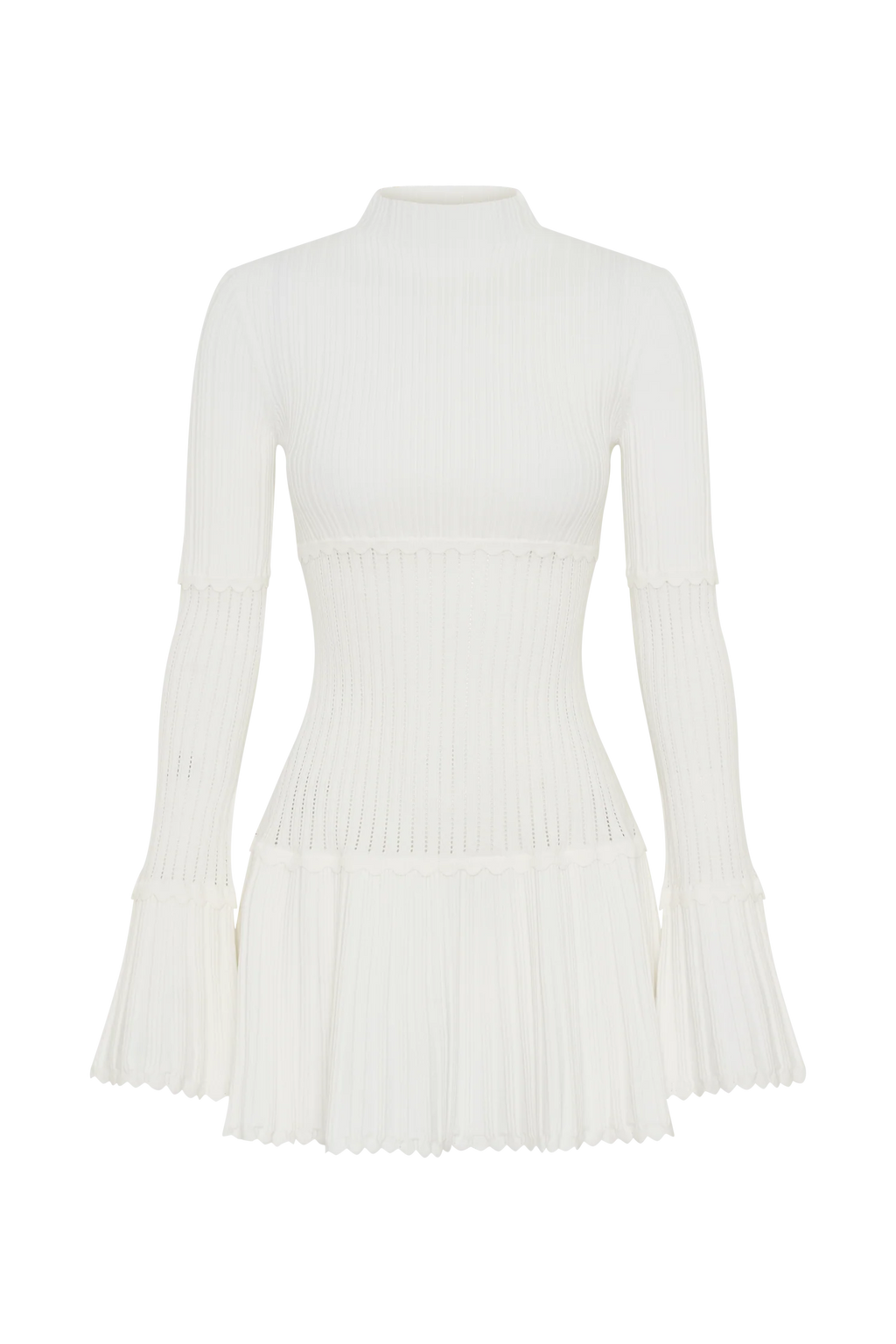 Adena Pointelle Knit Mini Dress - Ivory