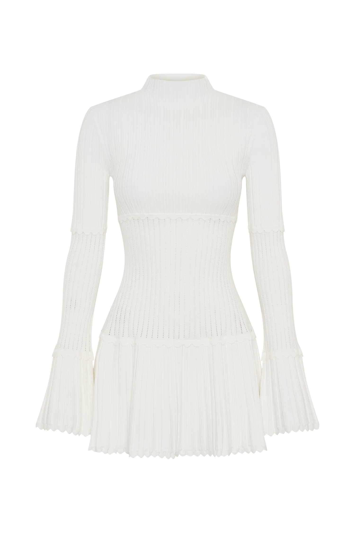 Adena Pointelle Knit Mini Dress - Ivory