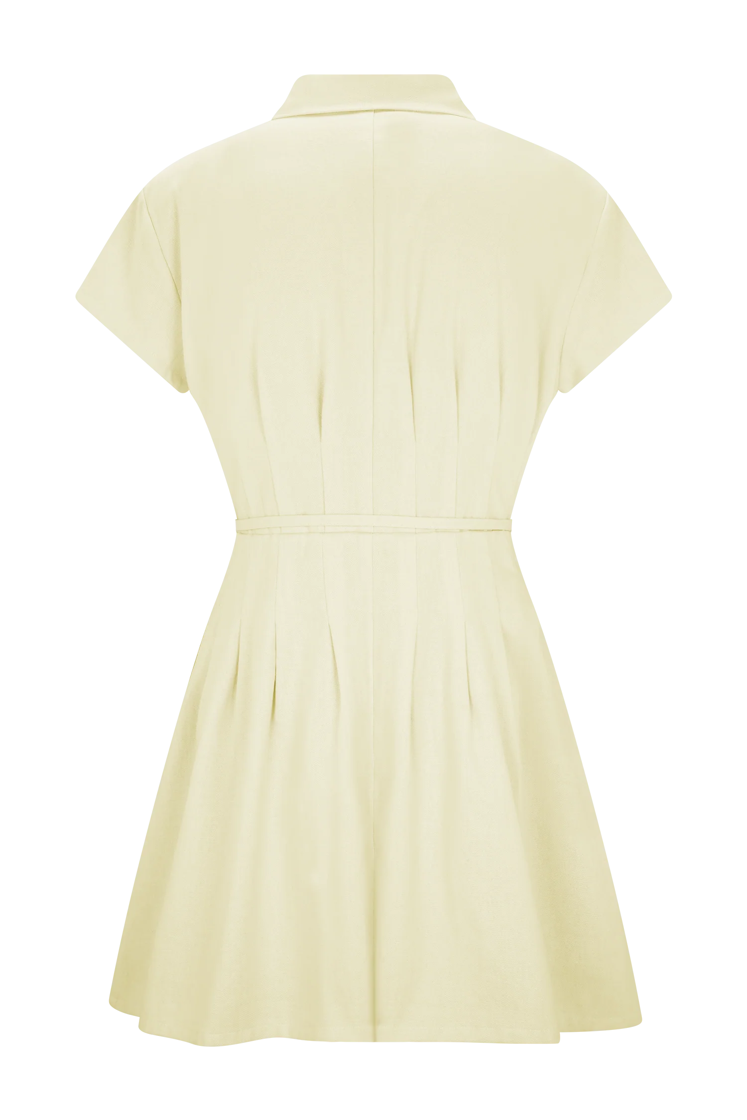 Aysha Buttoned Linen Mini Dress - Lemon