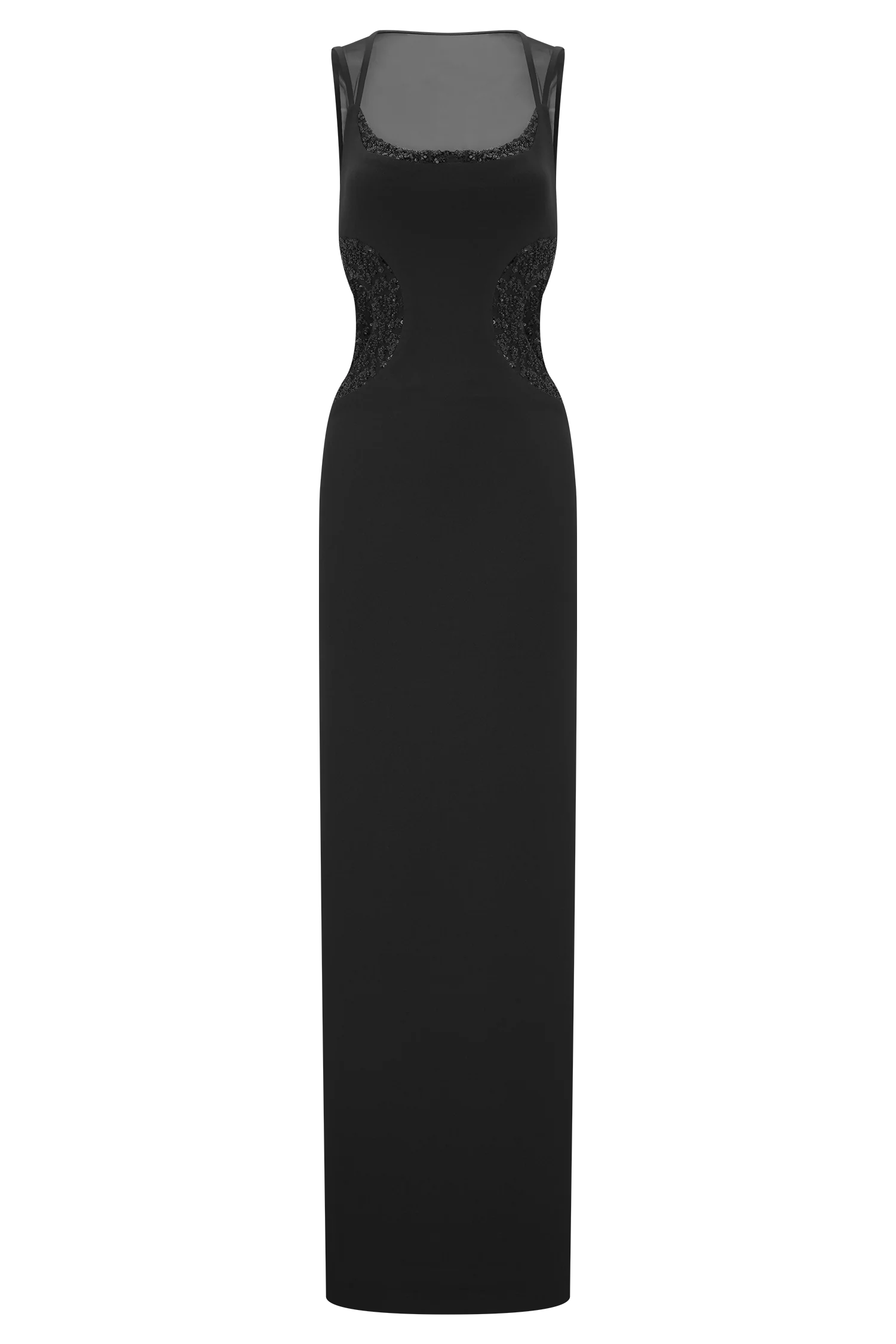 Angelique Beaded Crepe Maxi Dress - Black