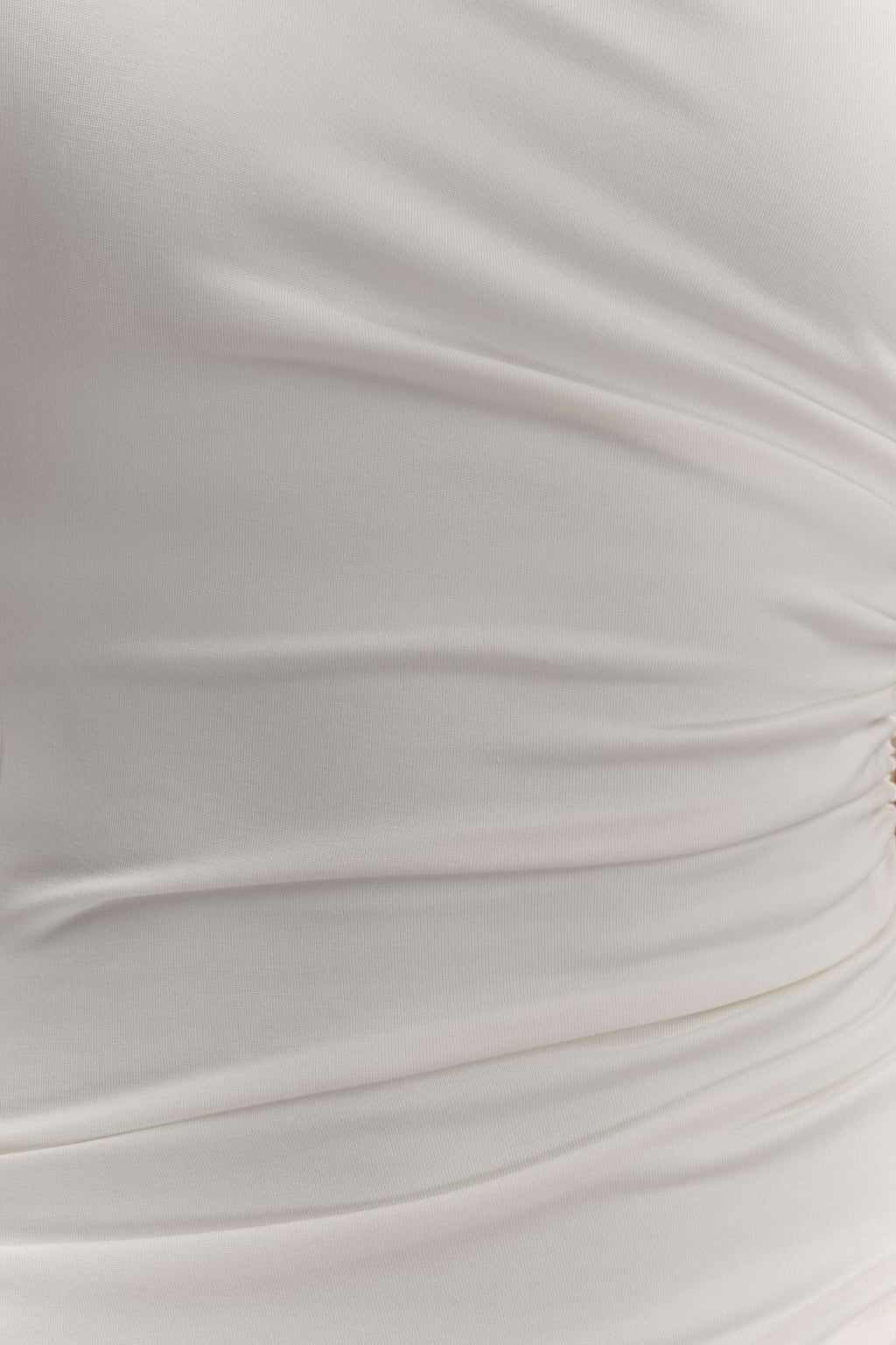 Chloe Peached Jersey One Shoulder Midi Dress - Ivory