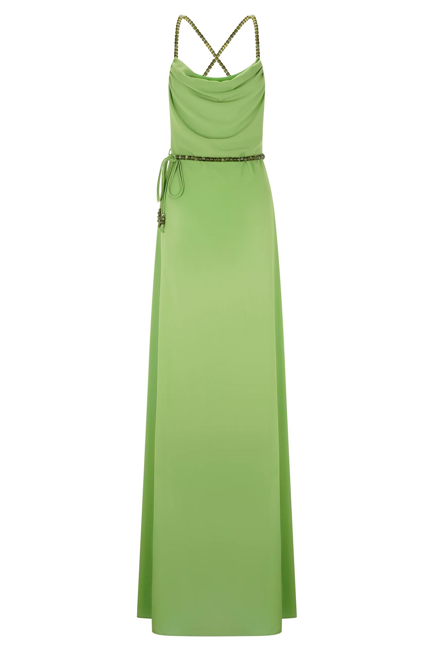 Elaine Chiffon Beaded Maxi Dress - Green