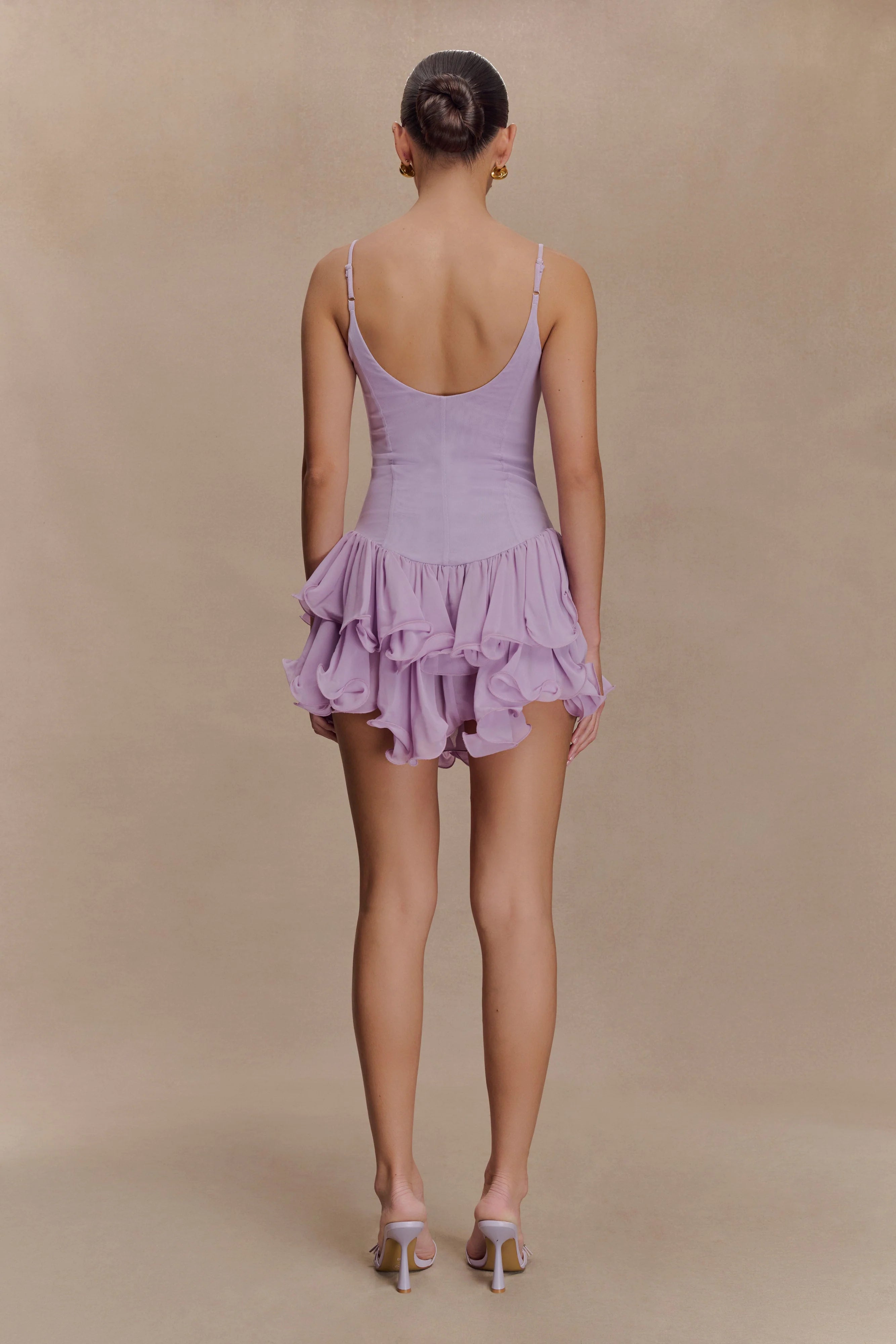 Calantha Ruffle Mesh Mini Dress - Lilac