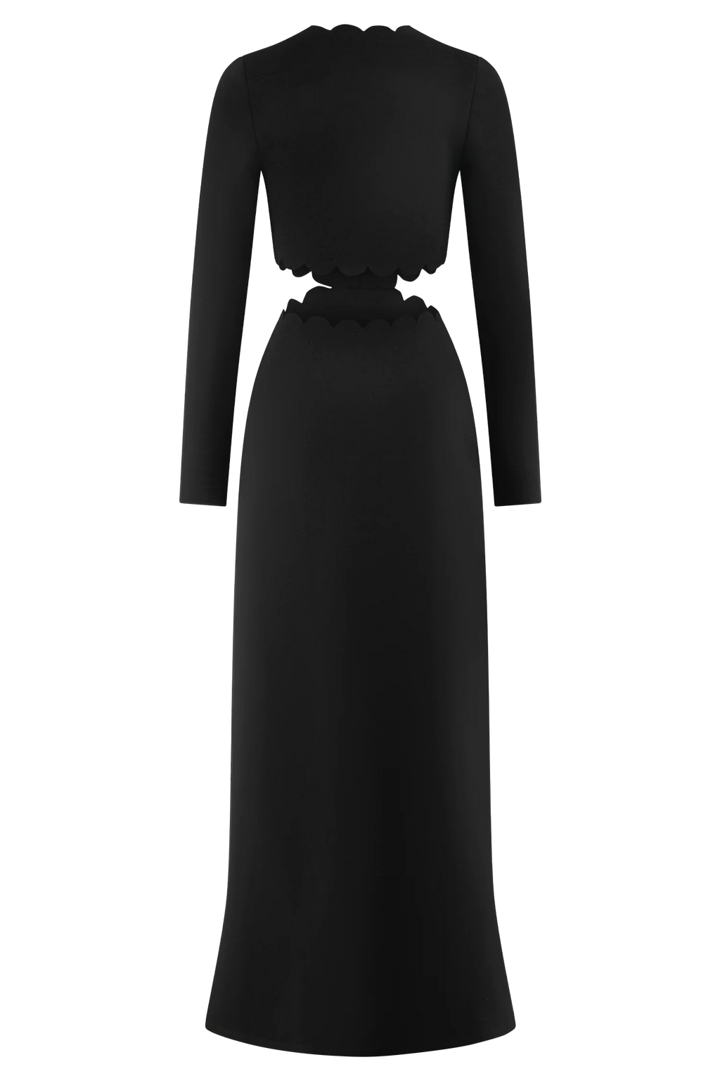 Cynthia Scalloped Halter Maxi Dress - Black