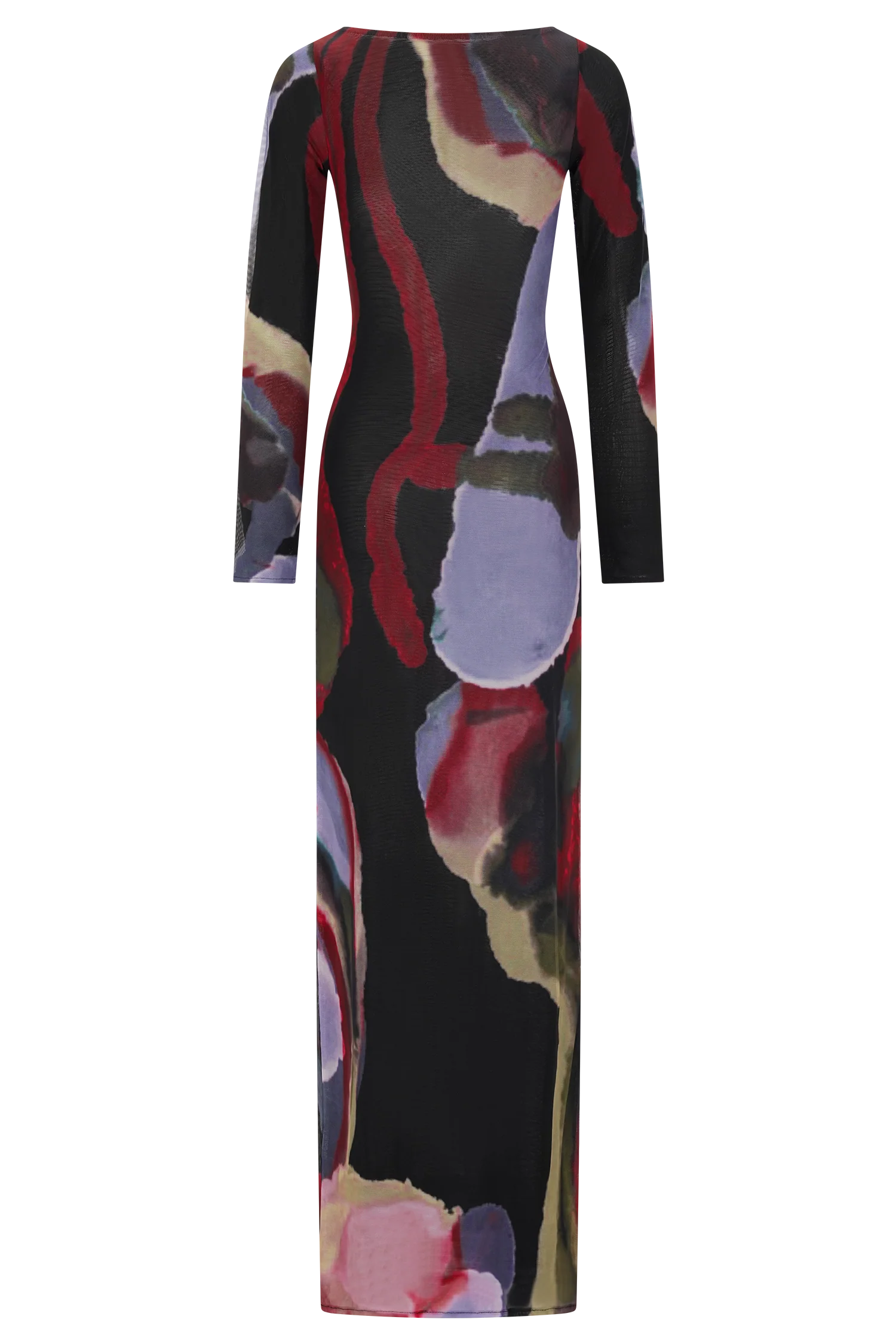 Soraya Long Sleeve Mesh Maxi Dress - Multi Fluid Reverie Print