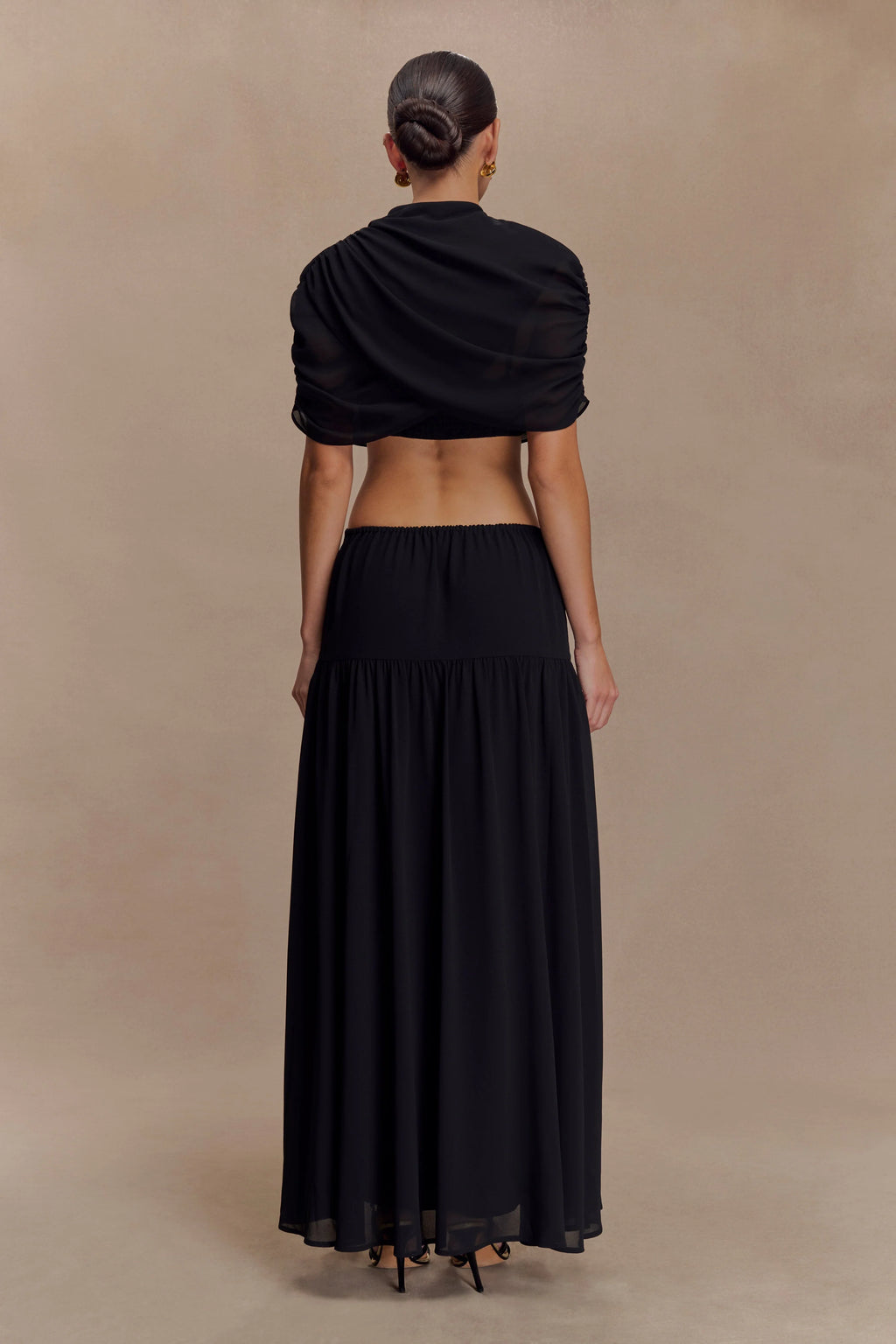 Georgina Chiffon Midi Dress - Black