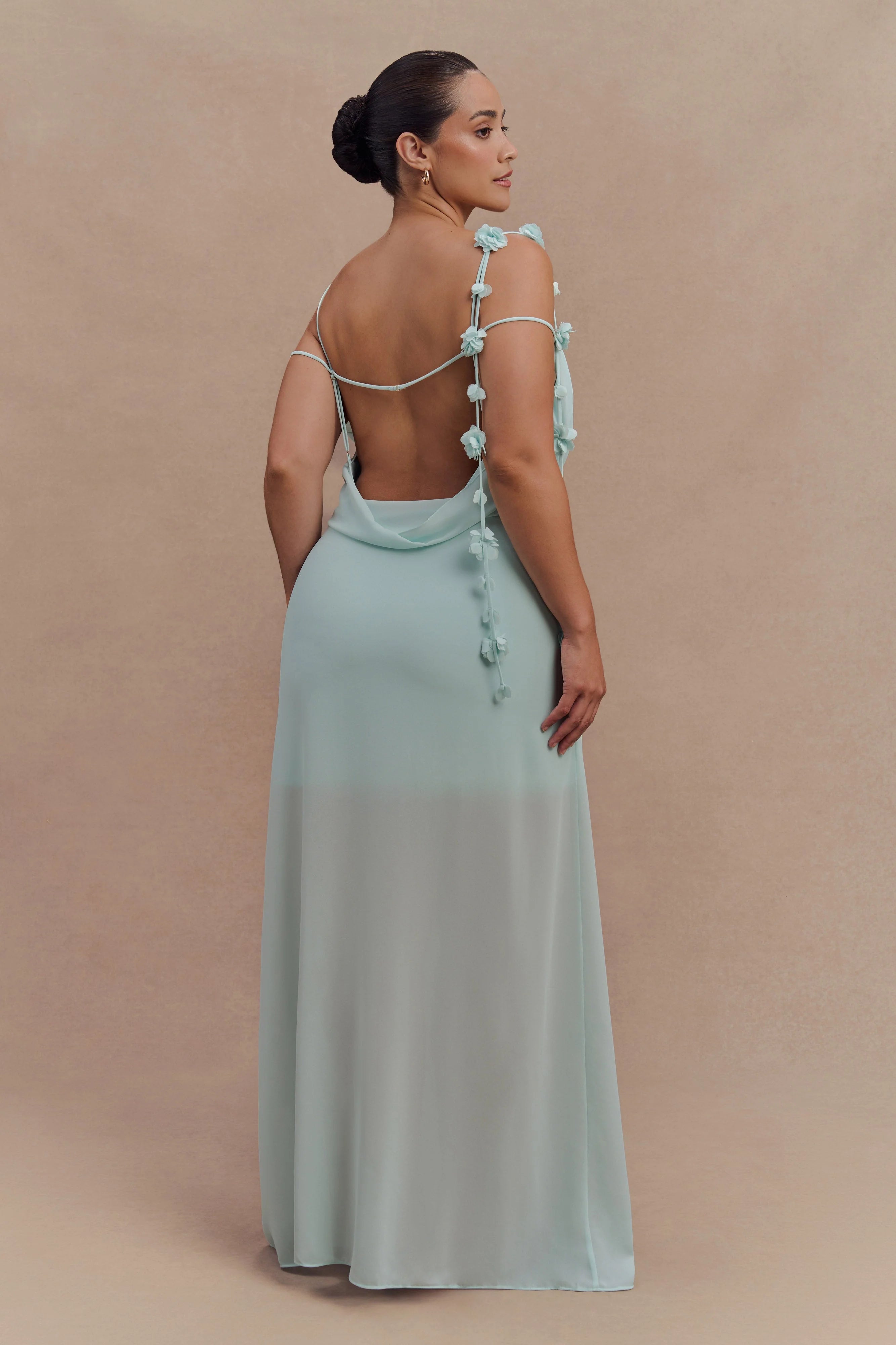 Rosalie Floral Chiffon Maxi Dress - Lagoon