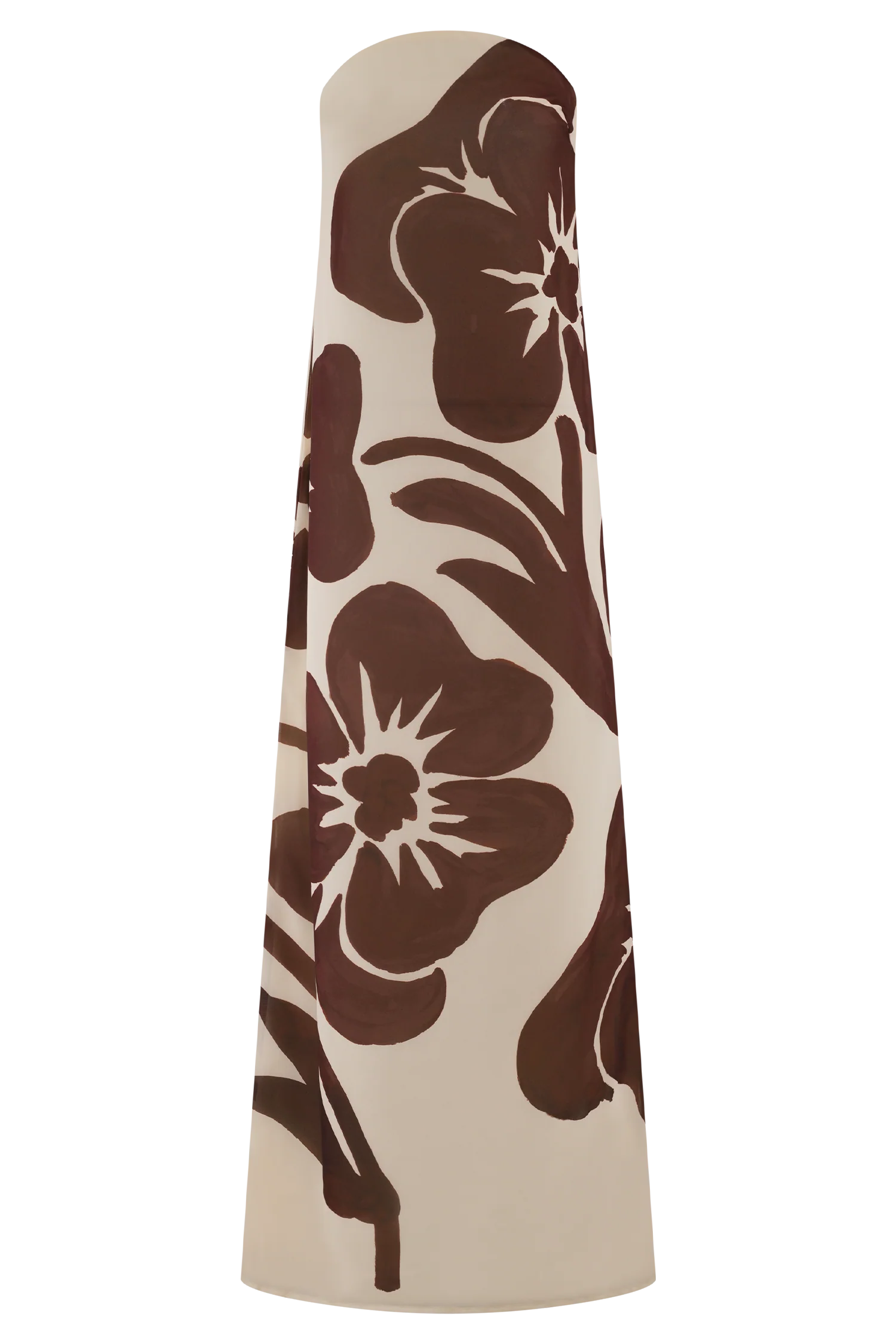 Amaya Strapless Chiffon Maxi Dress - Brown Deco Fleur Print