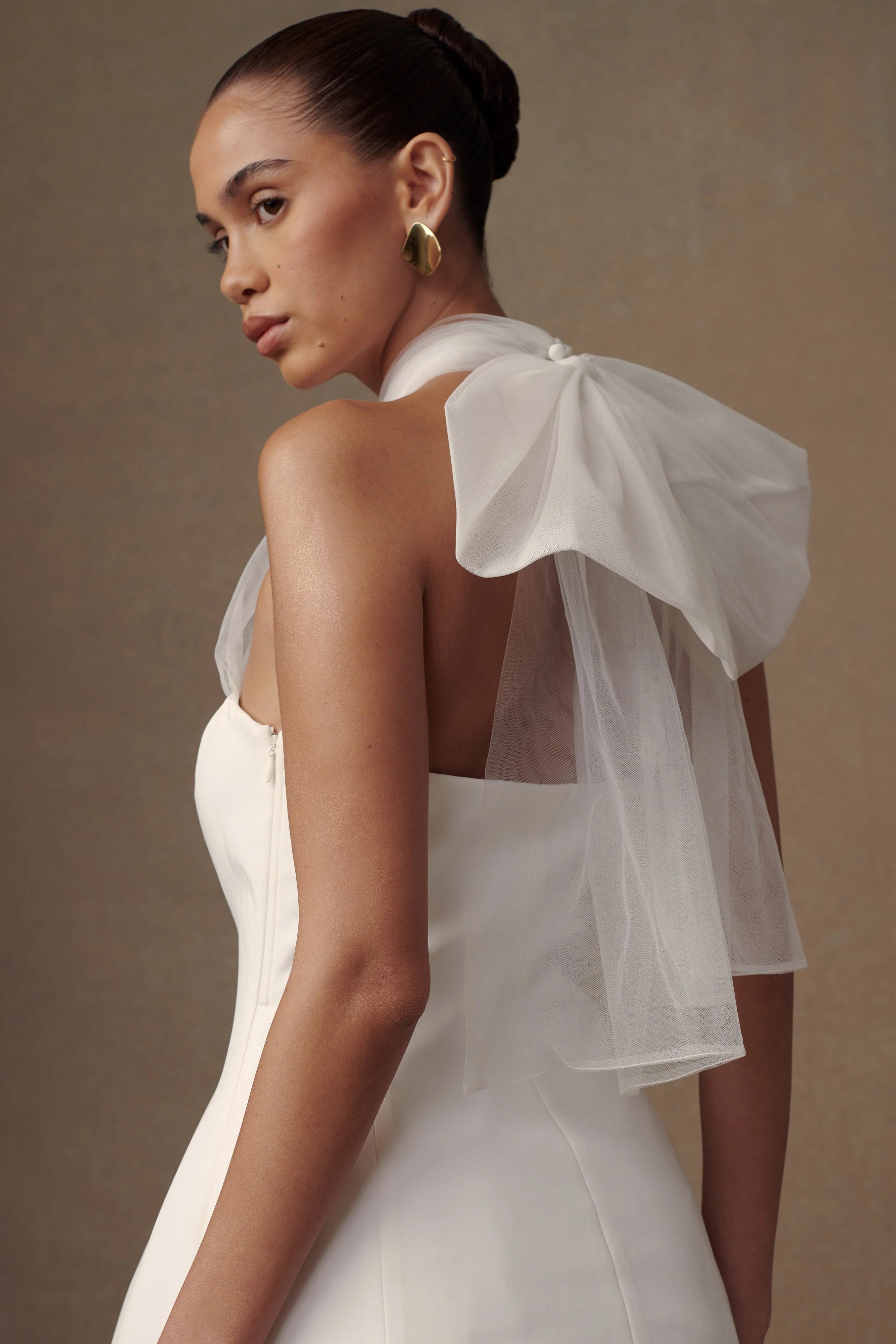 Maryam Tulle Bow Mini Dress - White