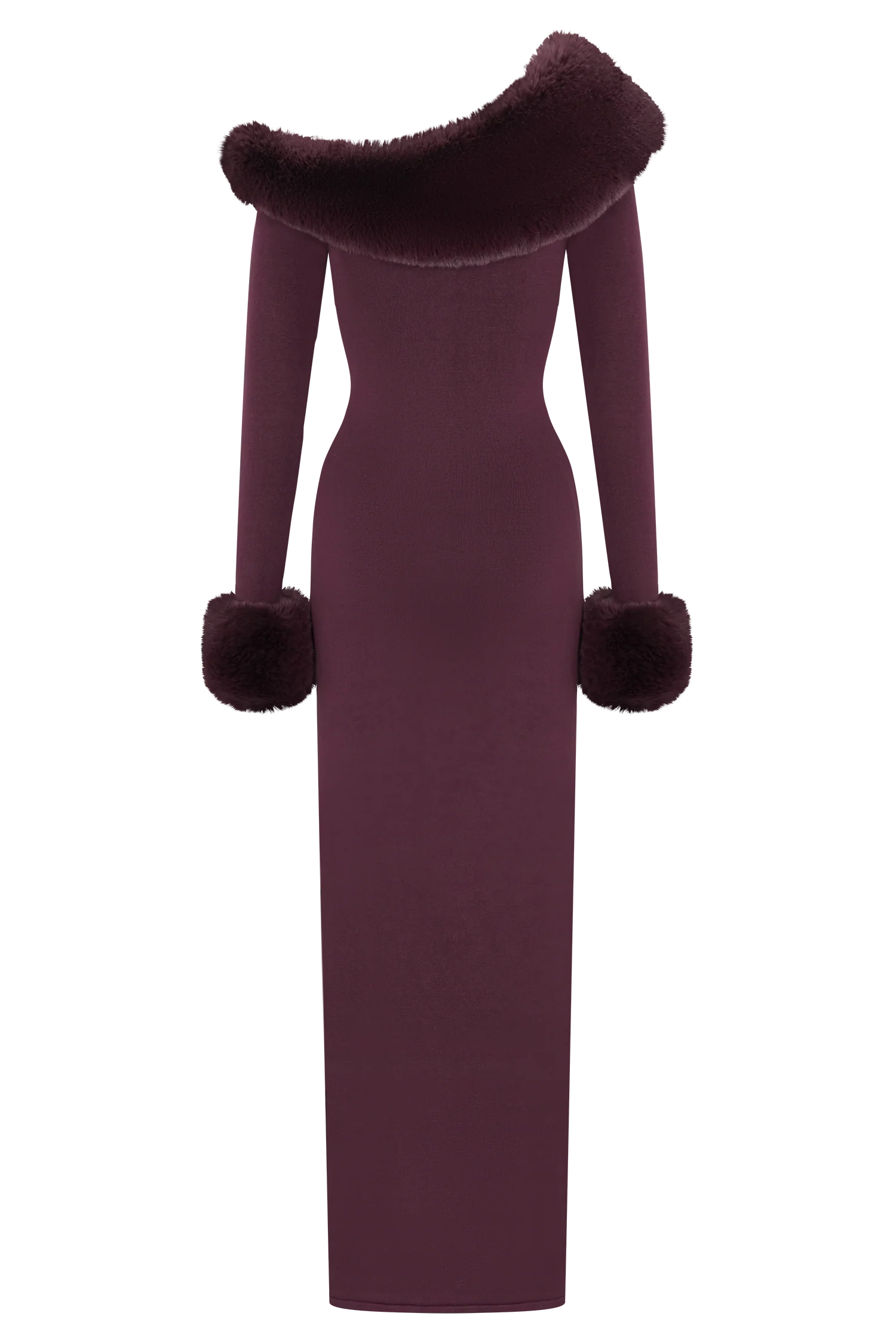 Karleigh Faux Fur Knit Maxi Dress - Plum