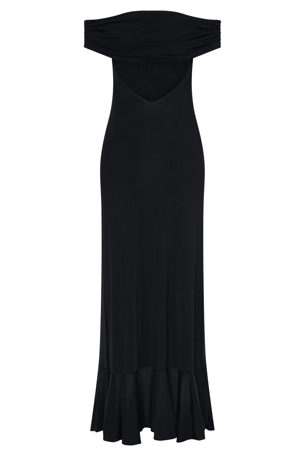 Audrey Off Shoulder Mesh Maxi Dress - Black