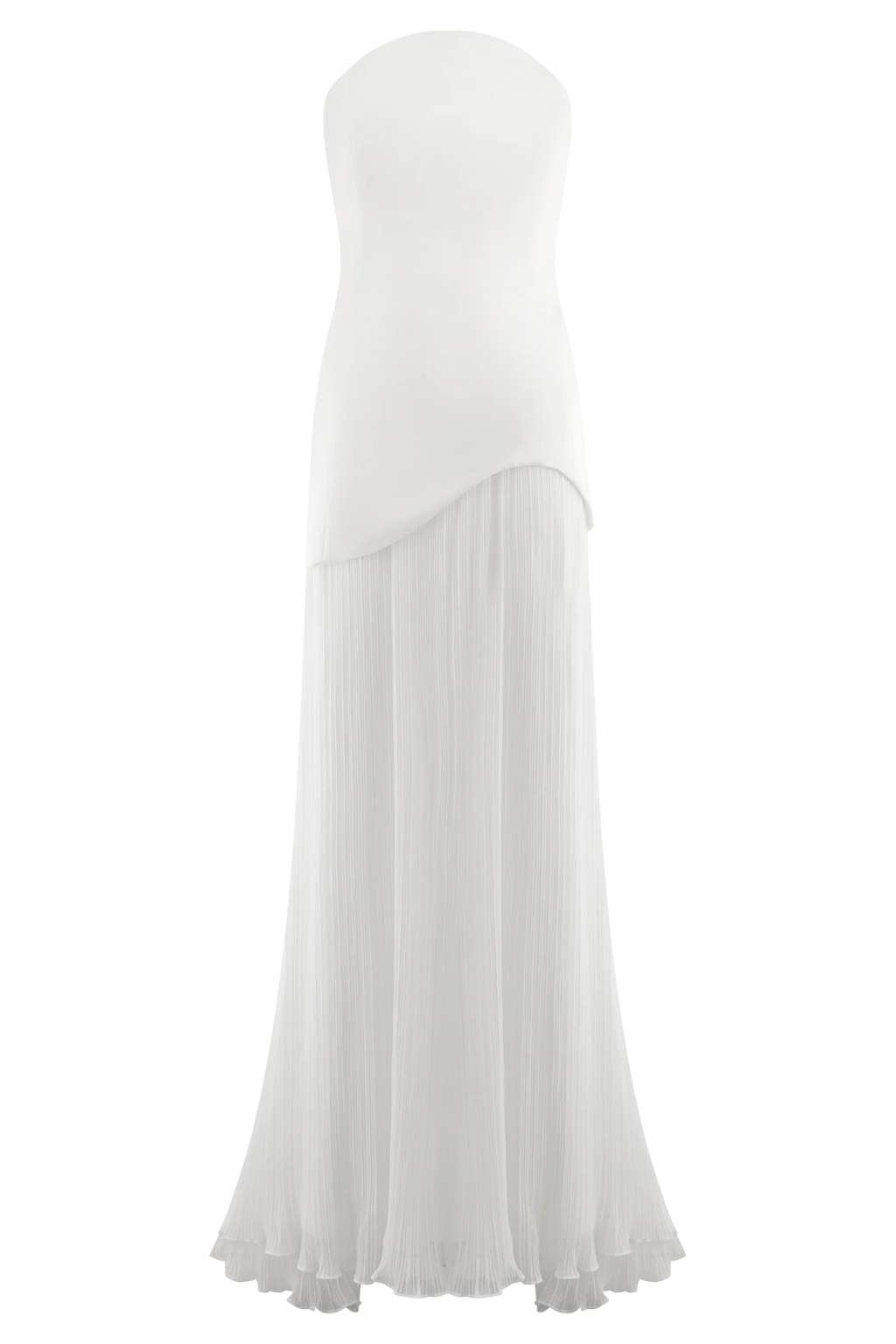 Juno Strapless Pleated Maxi Gown - White