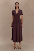 Pearson Short Sleeve Knit Midi Dress - Chocolate