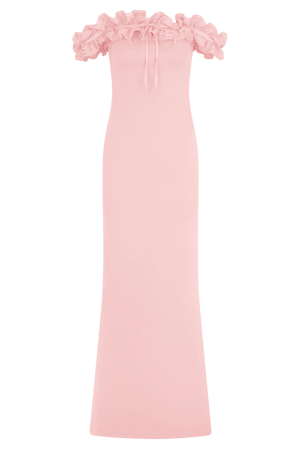 Nova Ruffle Off Shoulder Maxi Dress - Ballet Pink