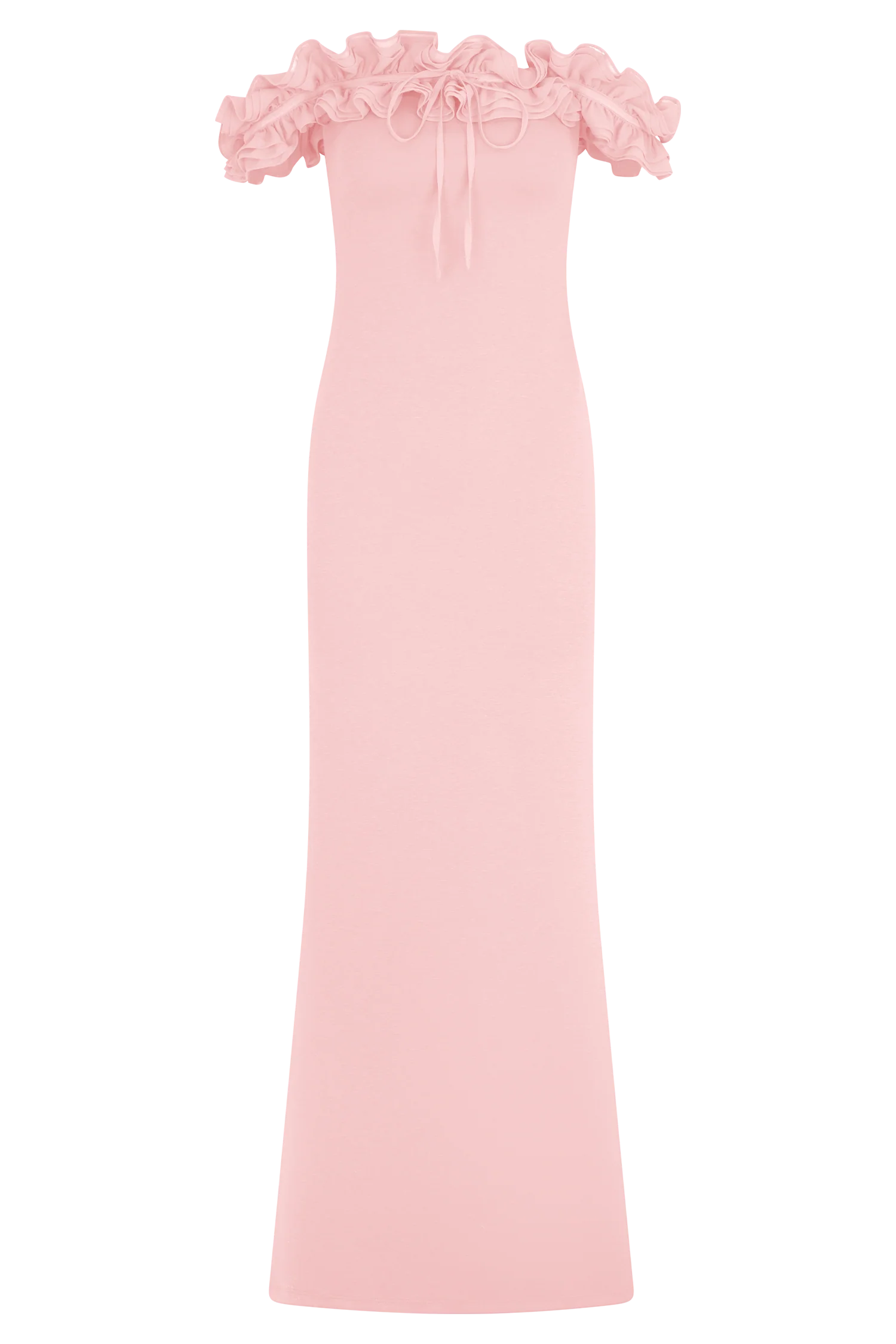 Nova Ruffle Off Shoulder Maxi Dress - Ballet Pink