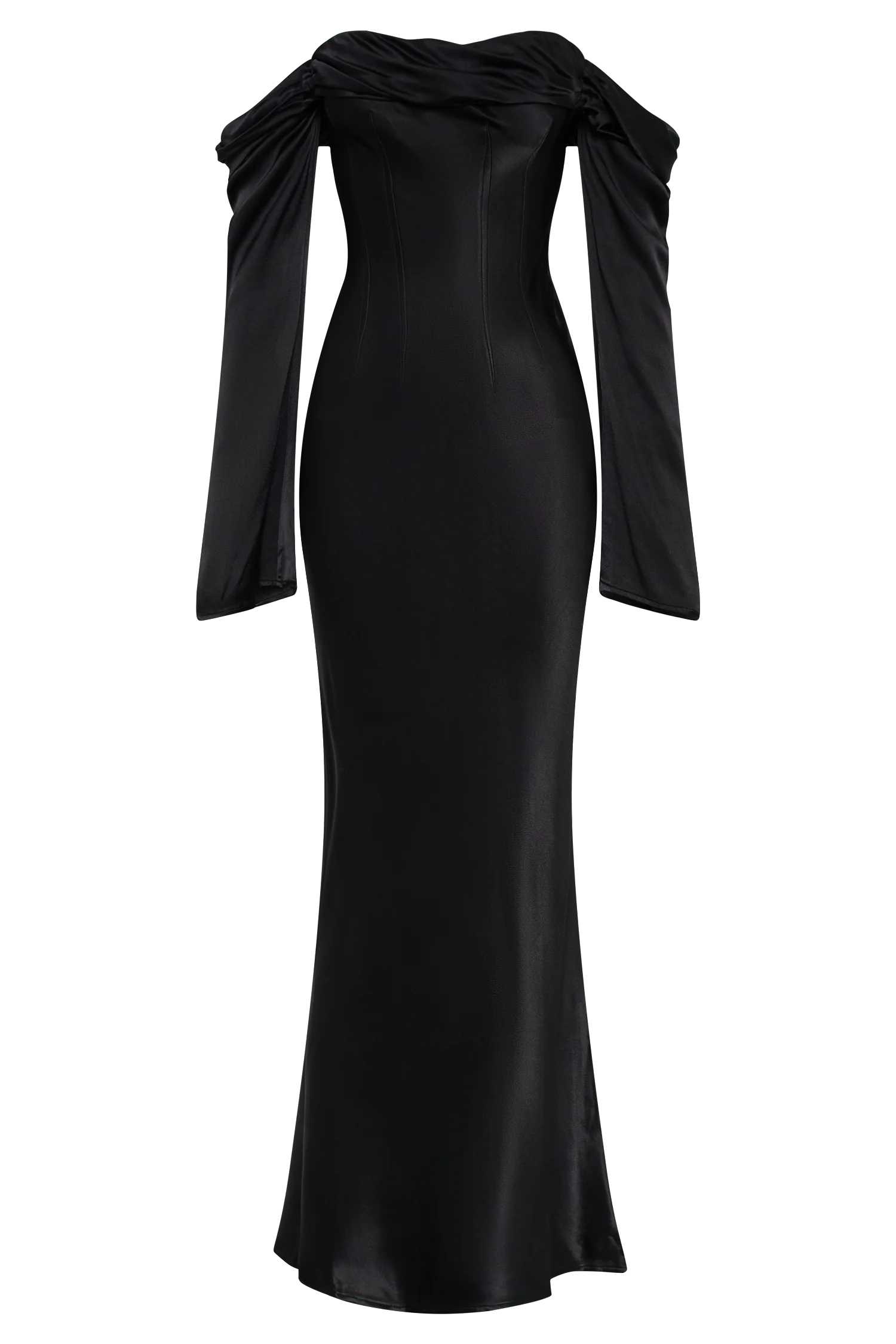 Giselle Off Shoulder Cowl Neck Maxi Dress - Black