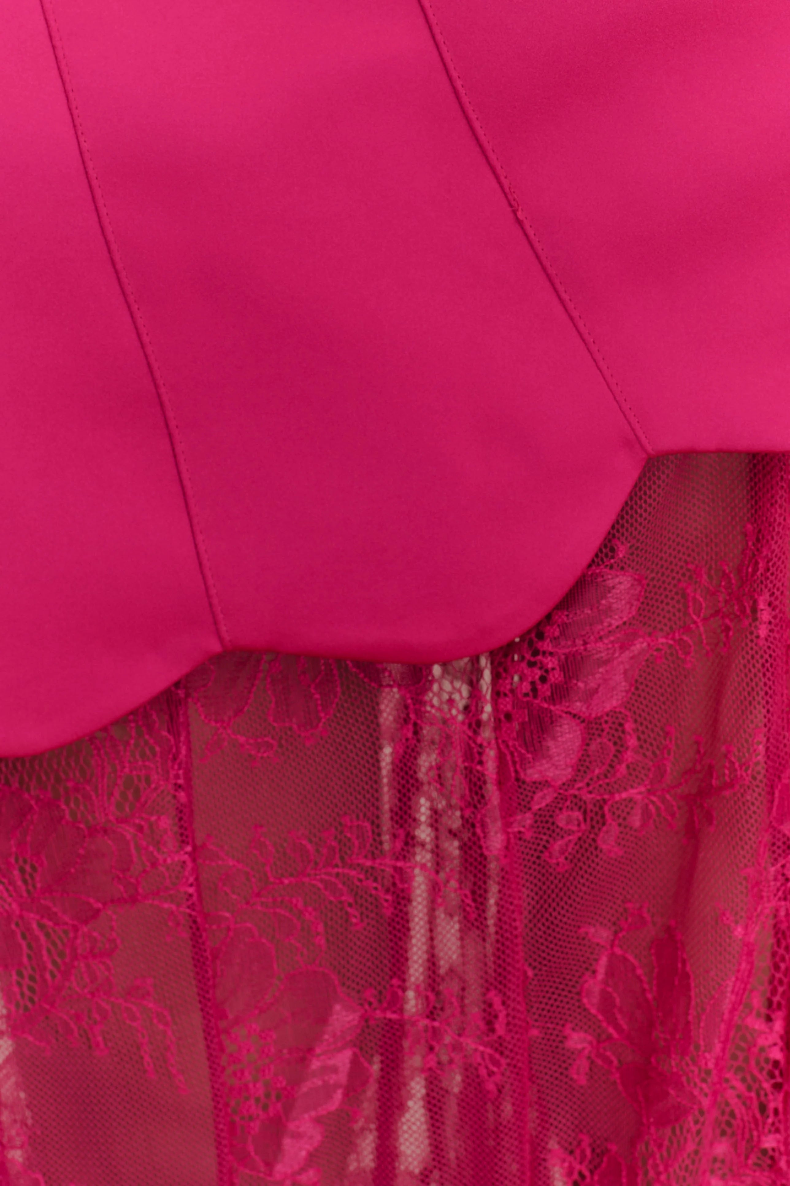 Aleena Satin And Lace Maxi Dress - Dragonfruit