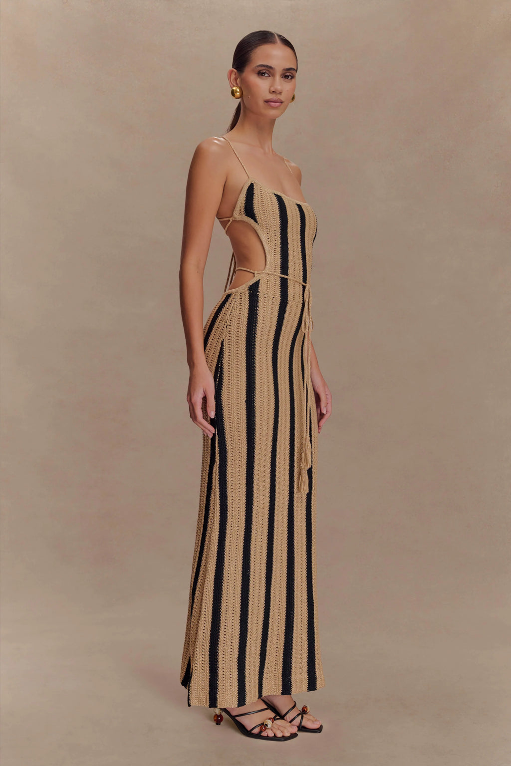 Shepherd Crochet Halter Maxi Dress - Gold/Black