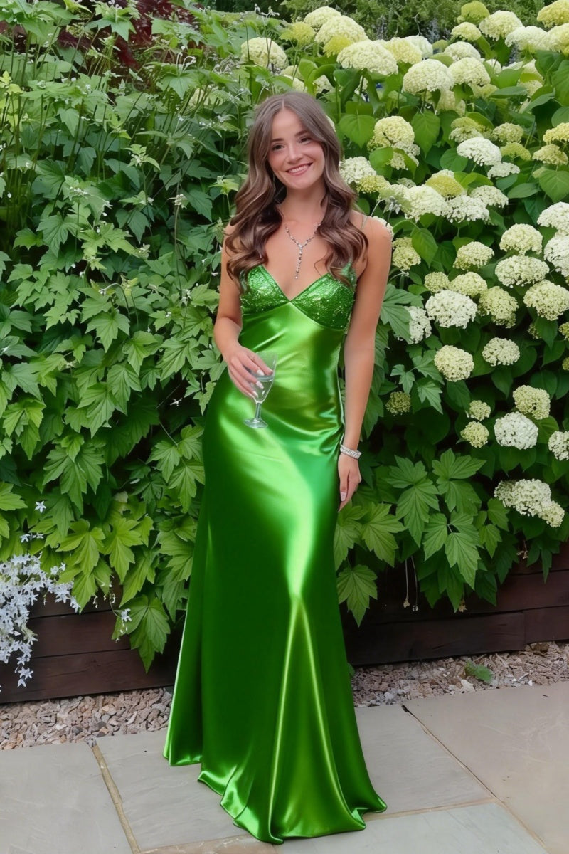 Beaded Blue Soft Satin Sheath Long Dress