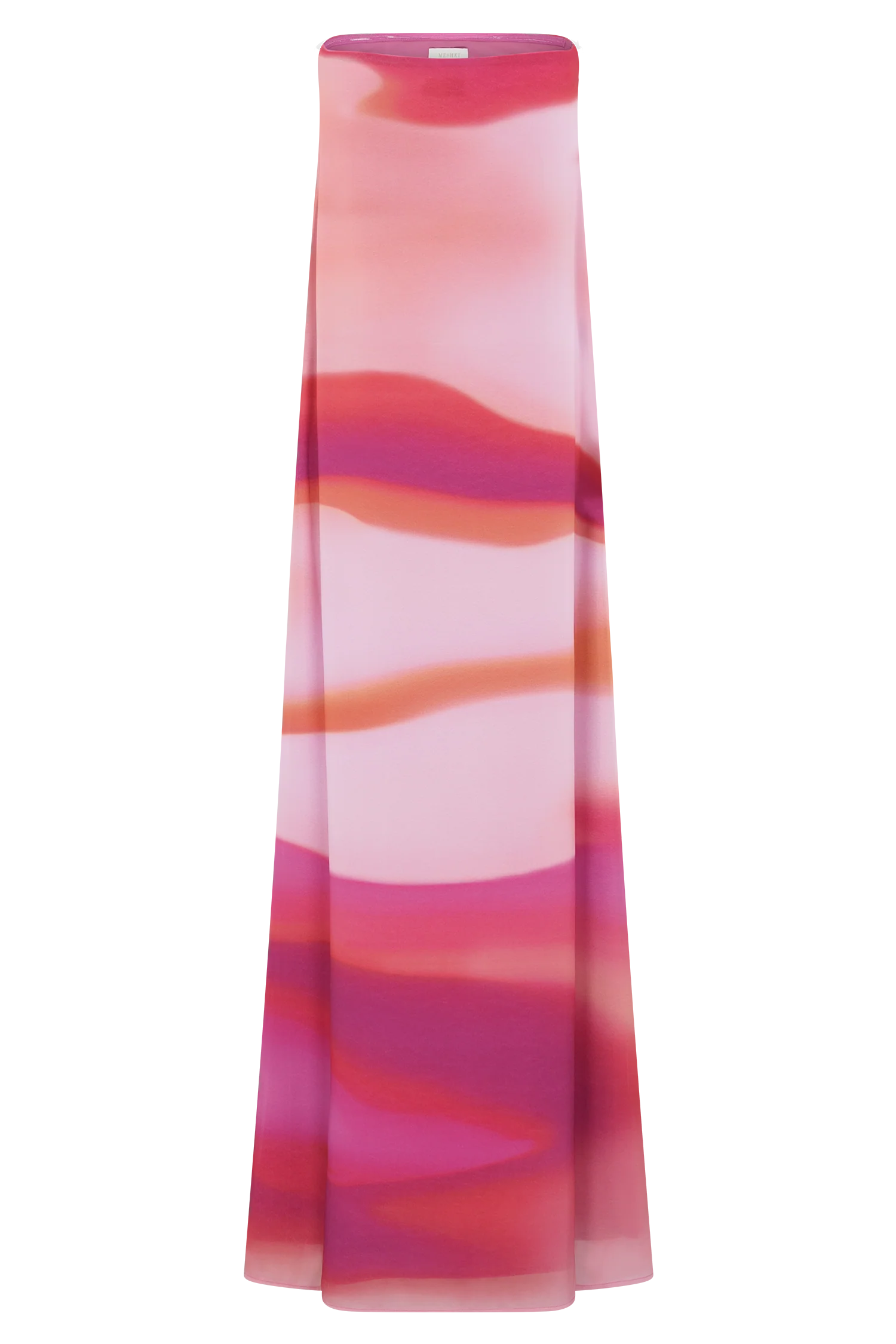 Amaya Strapless Chiffon Maxi Dress - Pink Sunset Print