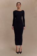 Culver Draped Twist Knit Midi Dress - Black