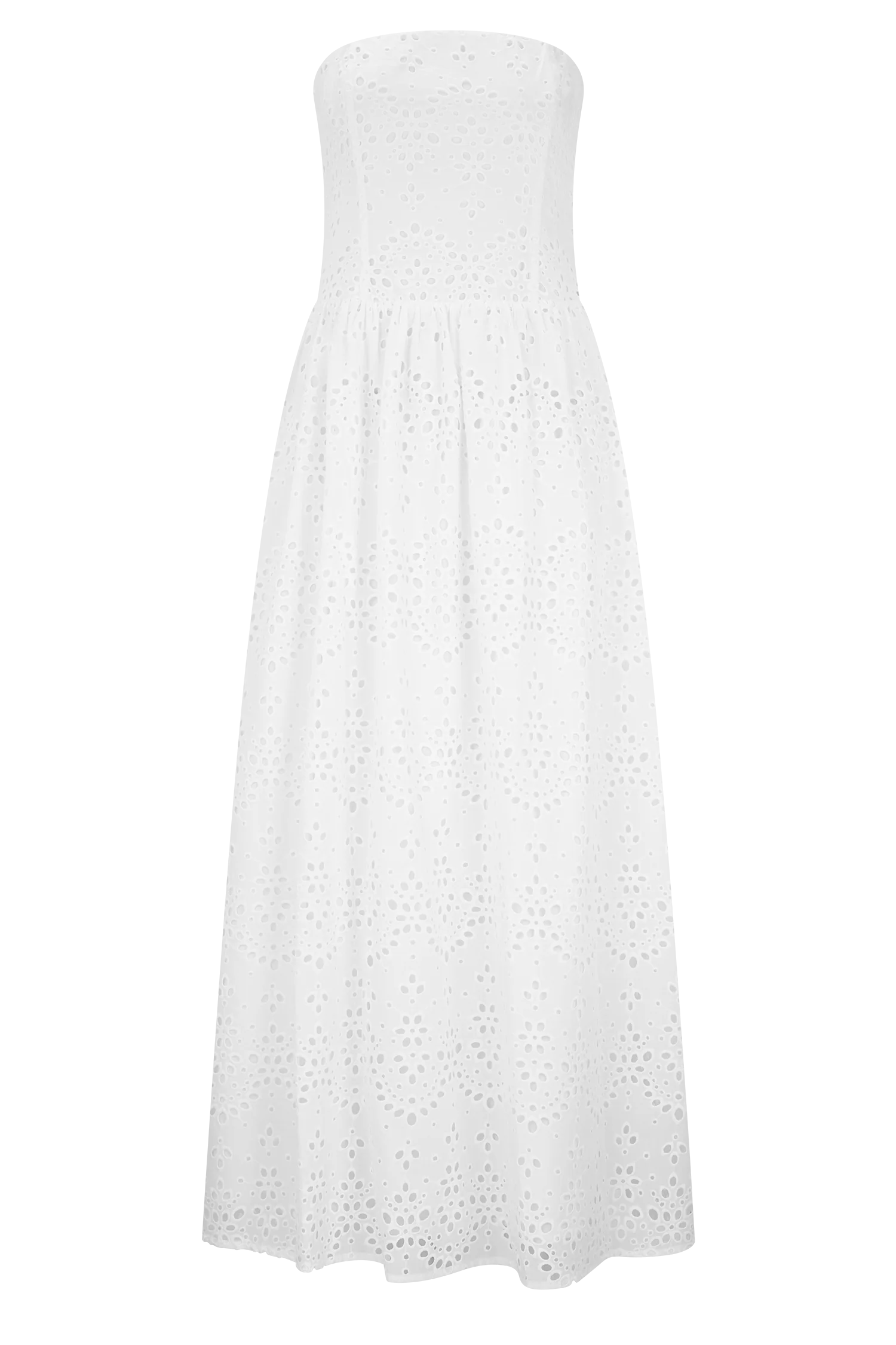 Maureen Broderie Strapless Maxi Dress - White