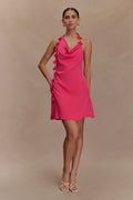 Gwenda Satin Floral Mini Dress - Dragonfruit