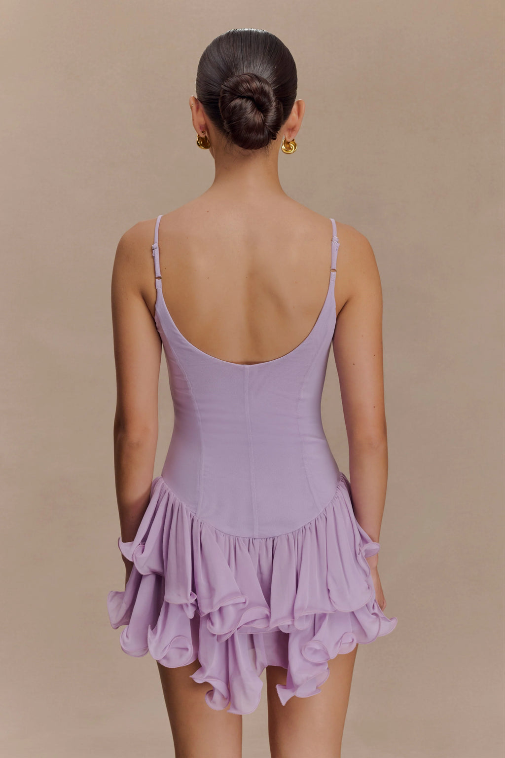 Calantha Ruffle Mesh Mini Dress - Lilac