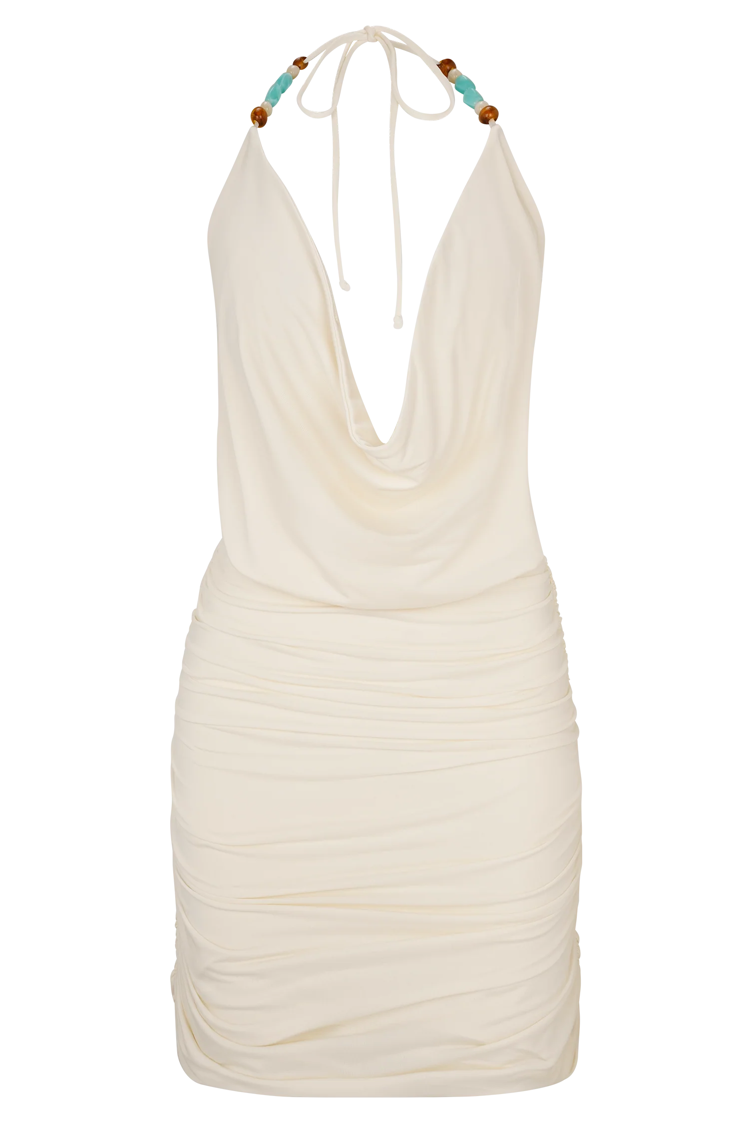 Astraeus Beaded Cowl Mini Dress - Ivory