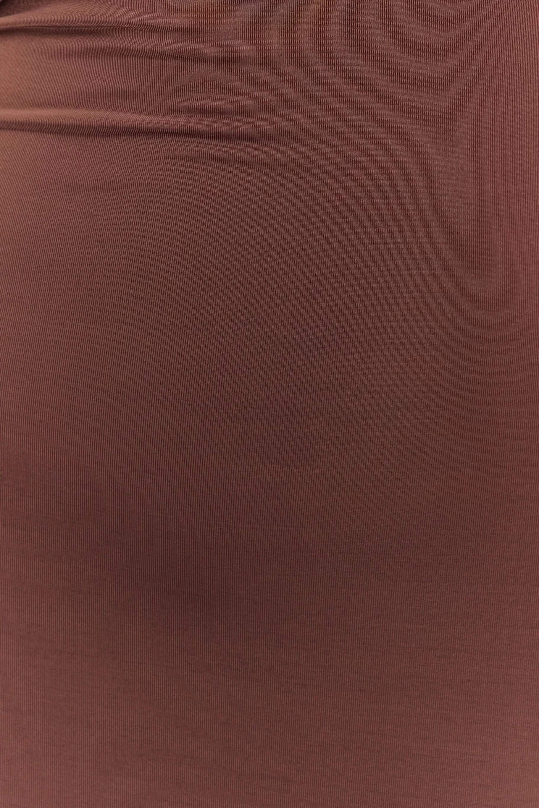 Ashford Asymmetrical Slinky Maxi Dress - Chocolate
