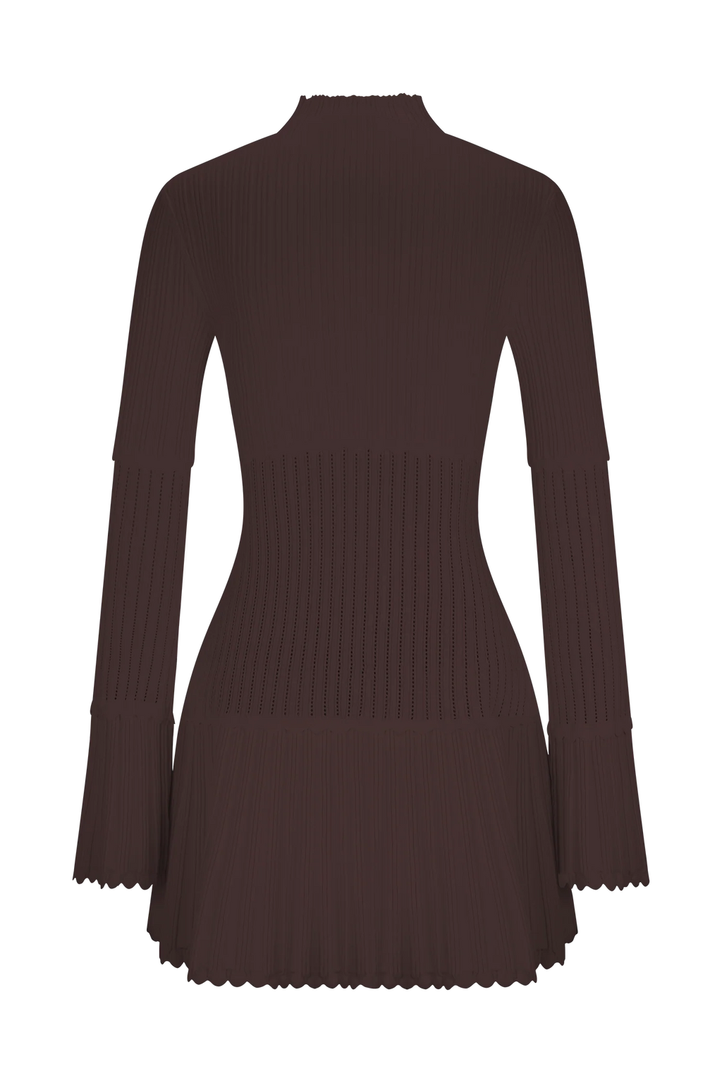 Adena Pointelle Knit Mini Dress - Chocolate