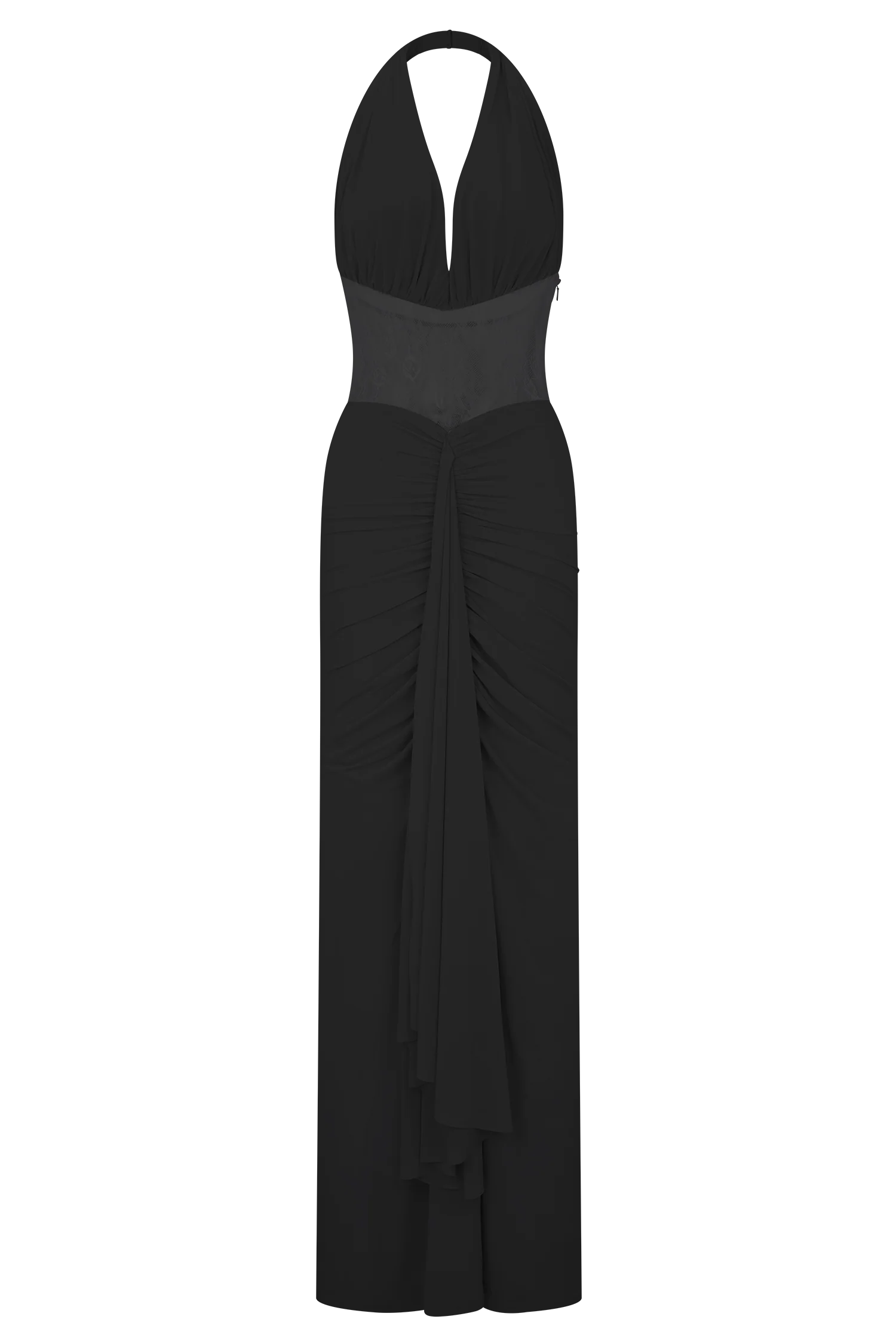 Bonnie Slinky And Lace Maxi Dress - Black