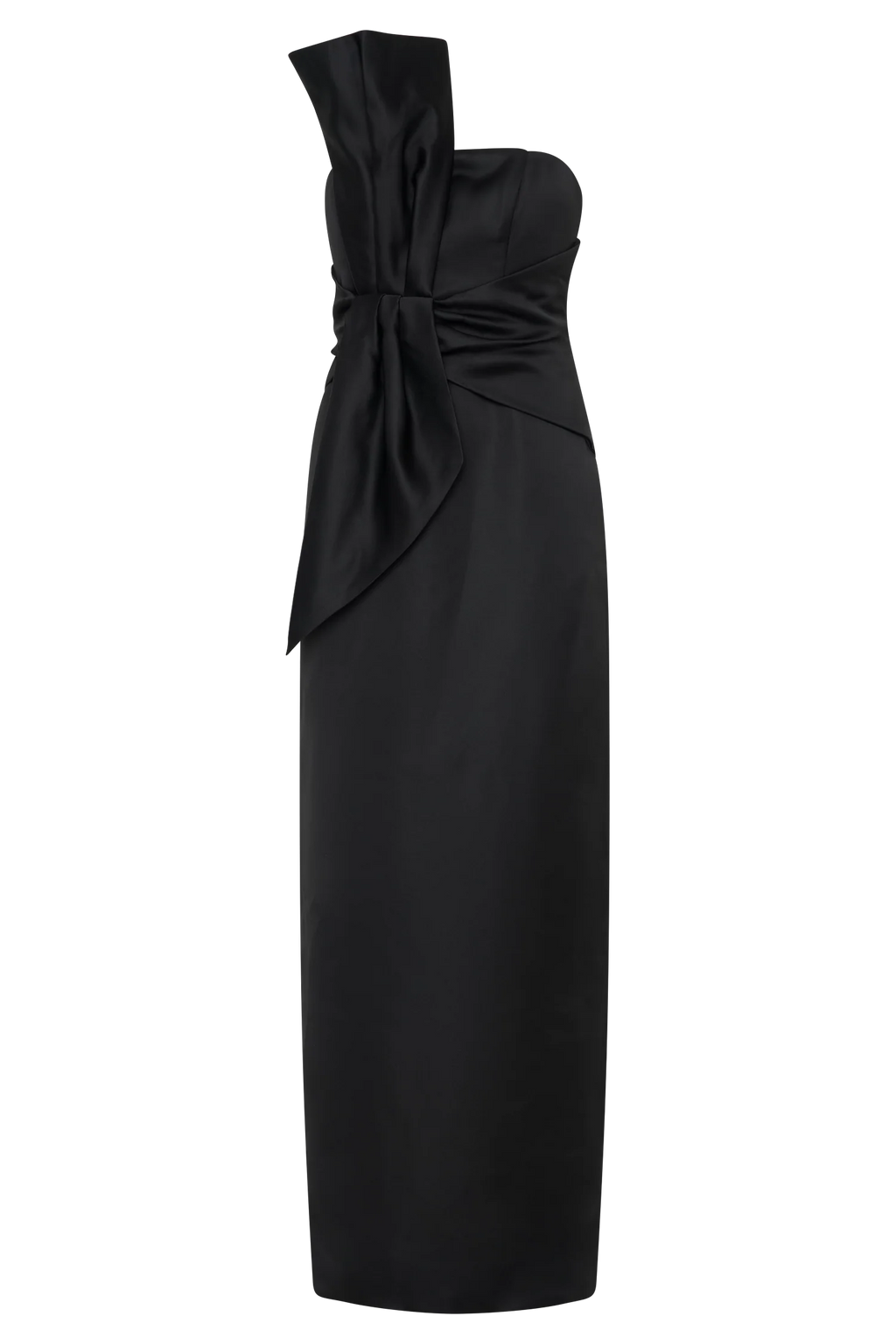 Cyrill Strapless Satin Structured Maxi Dress - Black